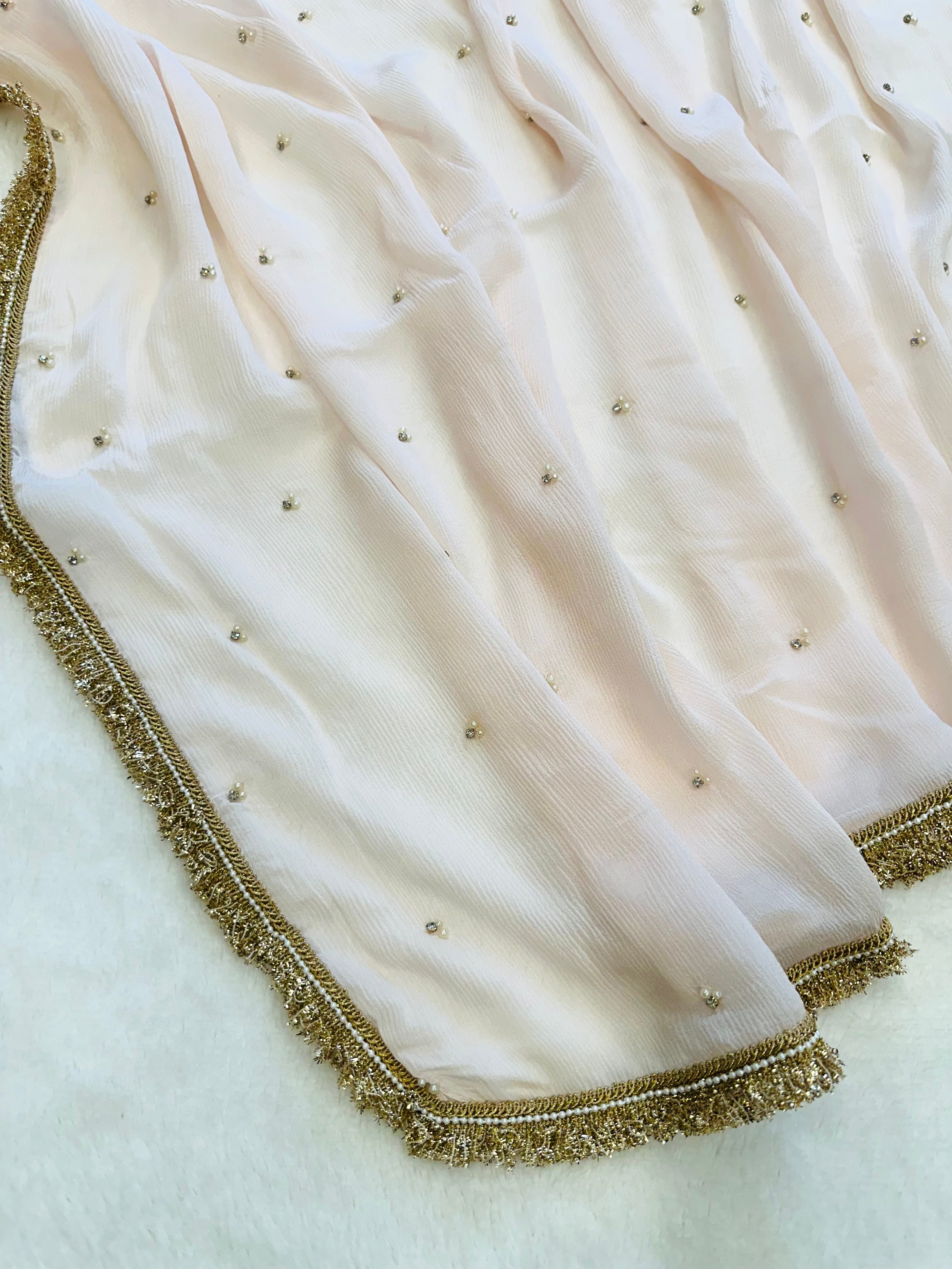 Blush pink pearl saree