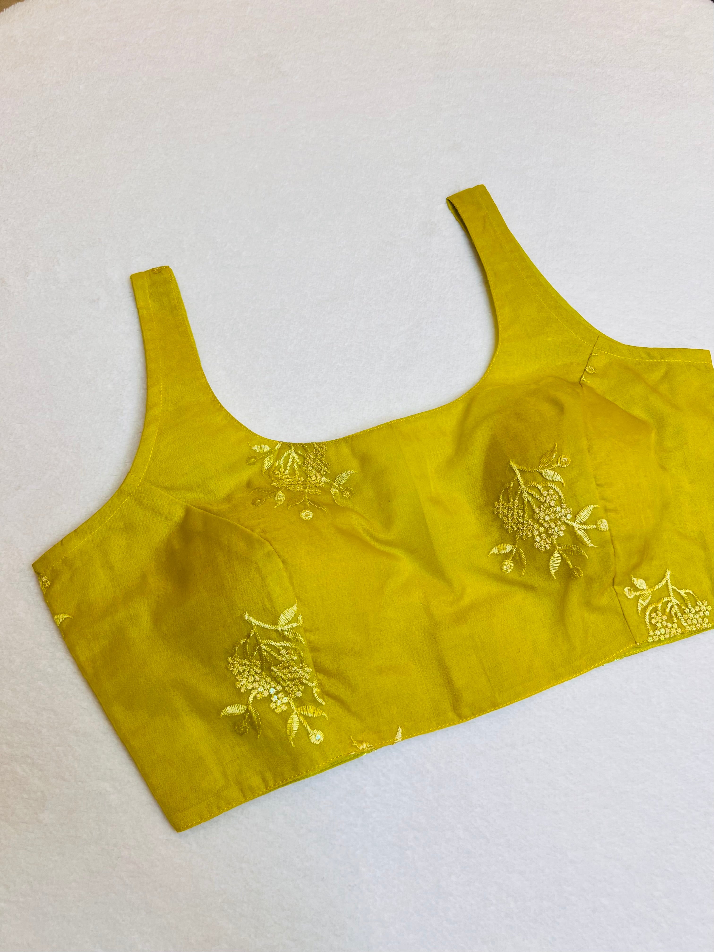 Kashish Organza Lemon yellow blouse