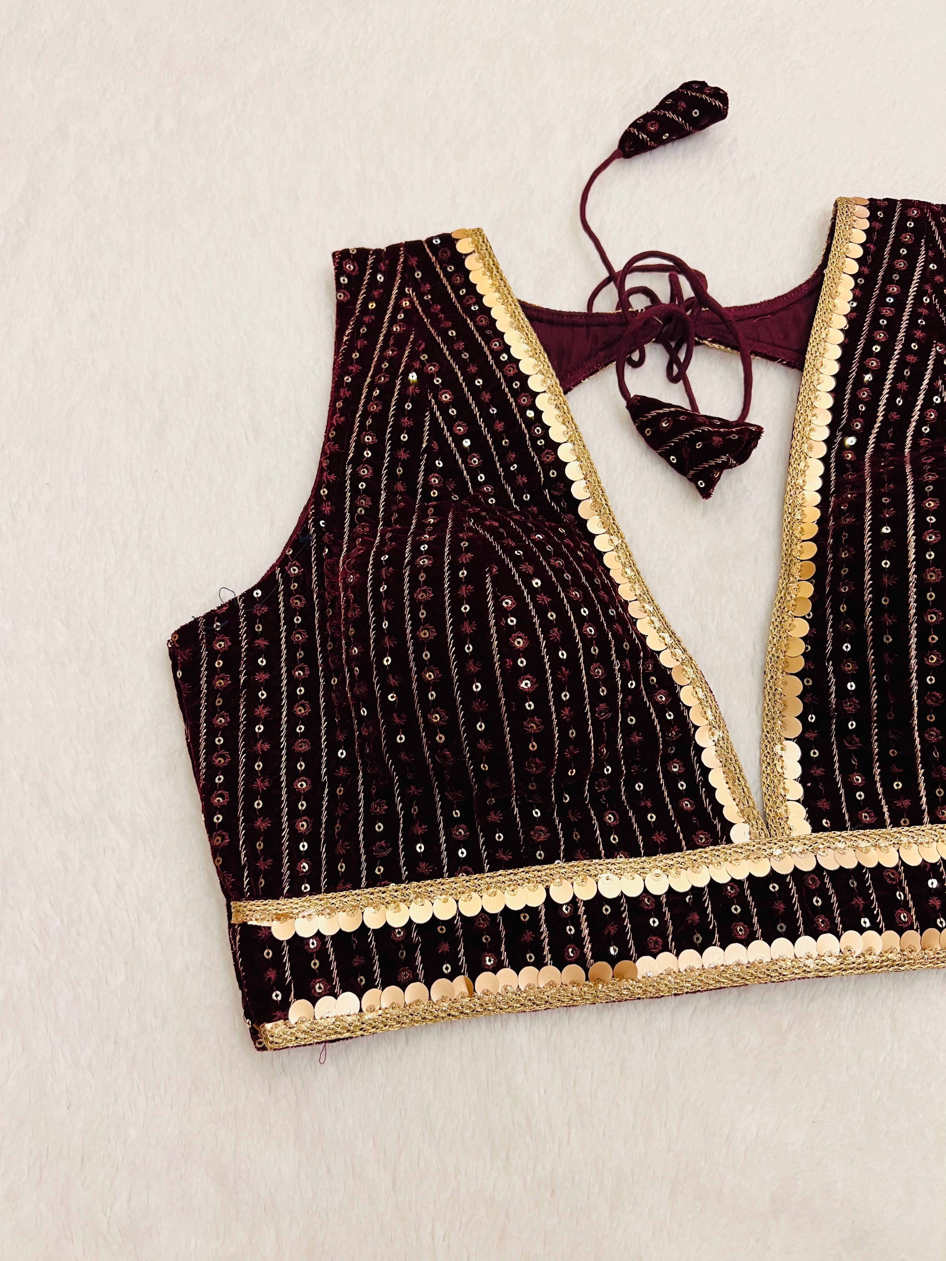 ZARIYA SEQUINS MAROON BLOUSE