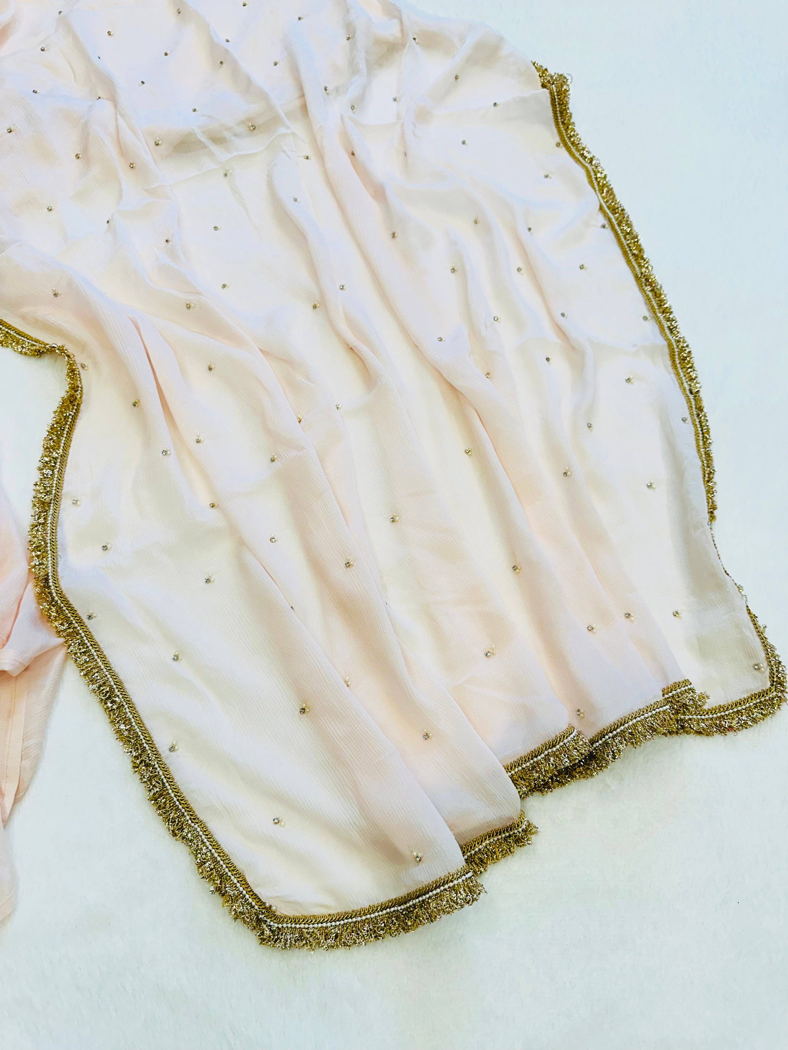 Blush pink pearl saree