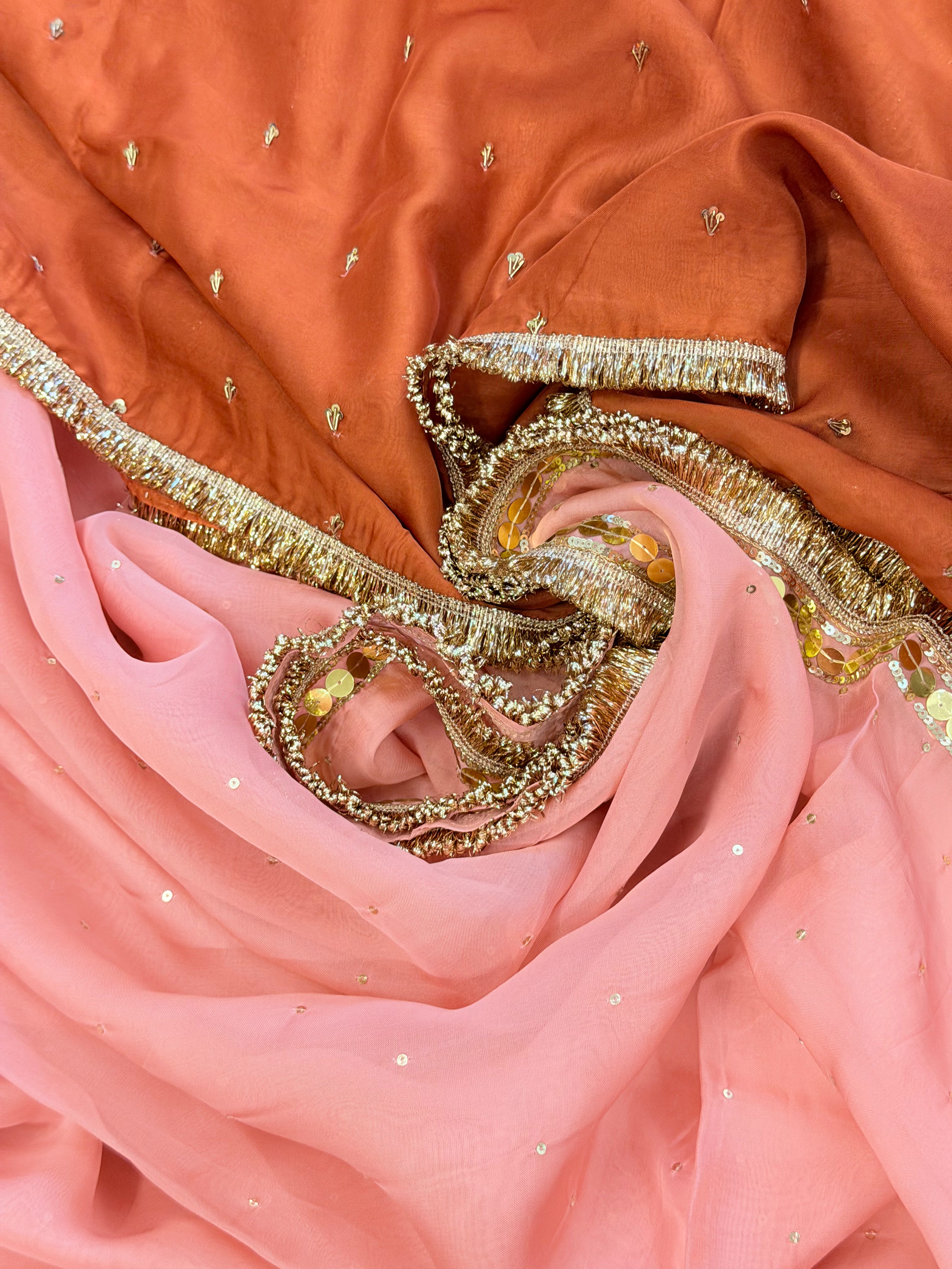 Peach Rose Handwork saree