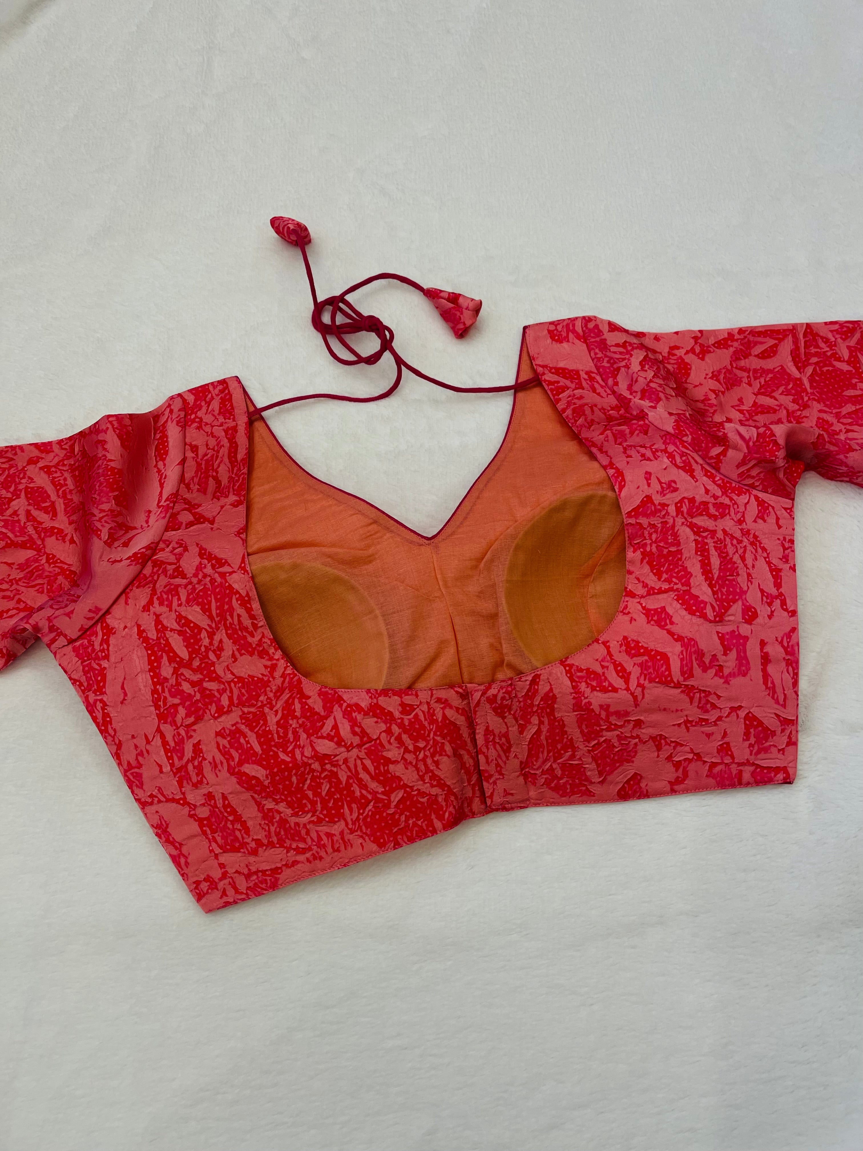 Sunehari Pink V neck Sleeve Blouse