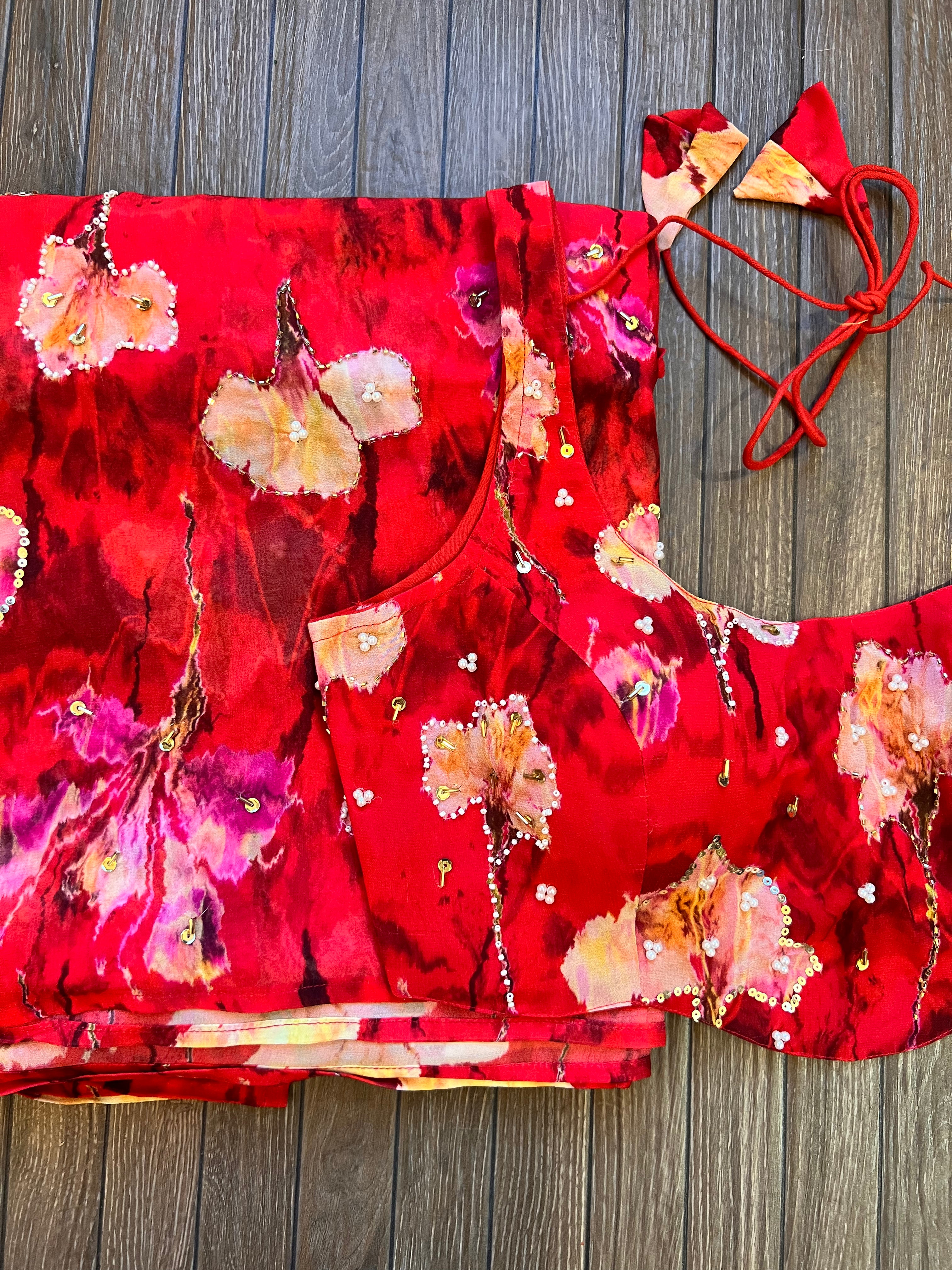 Scarlet Bloom Handwork saree