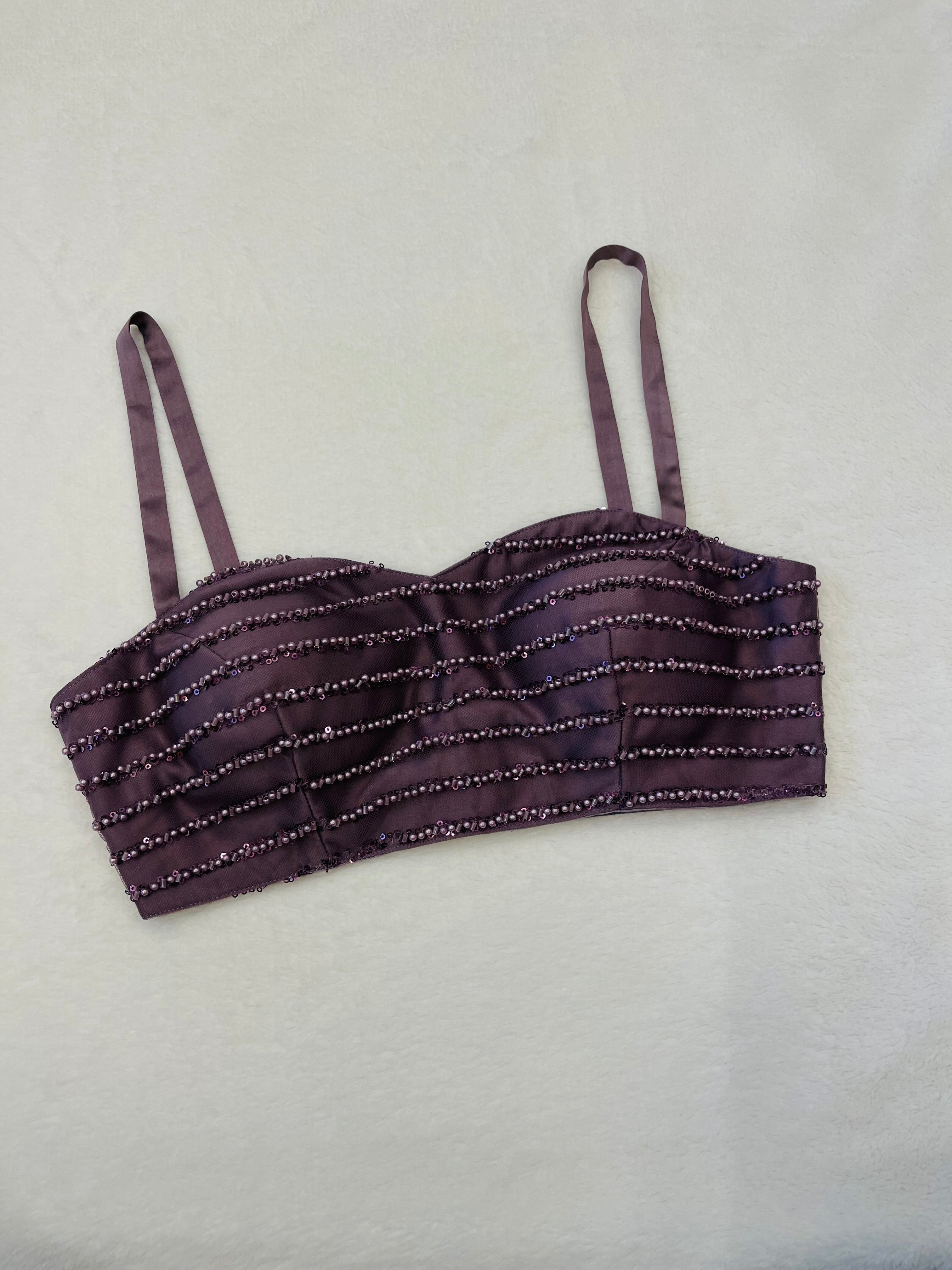 Divine Purple Beeds Work Blouse