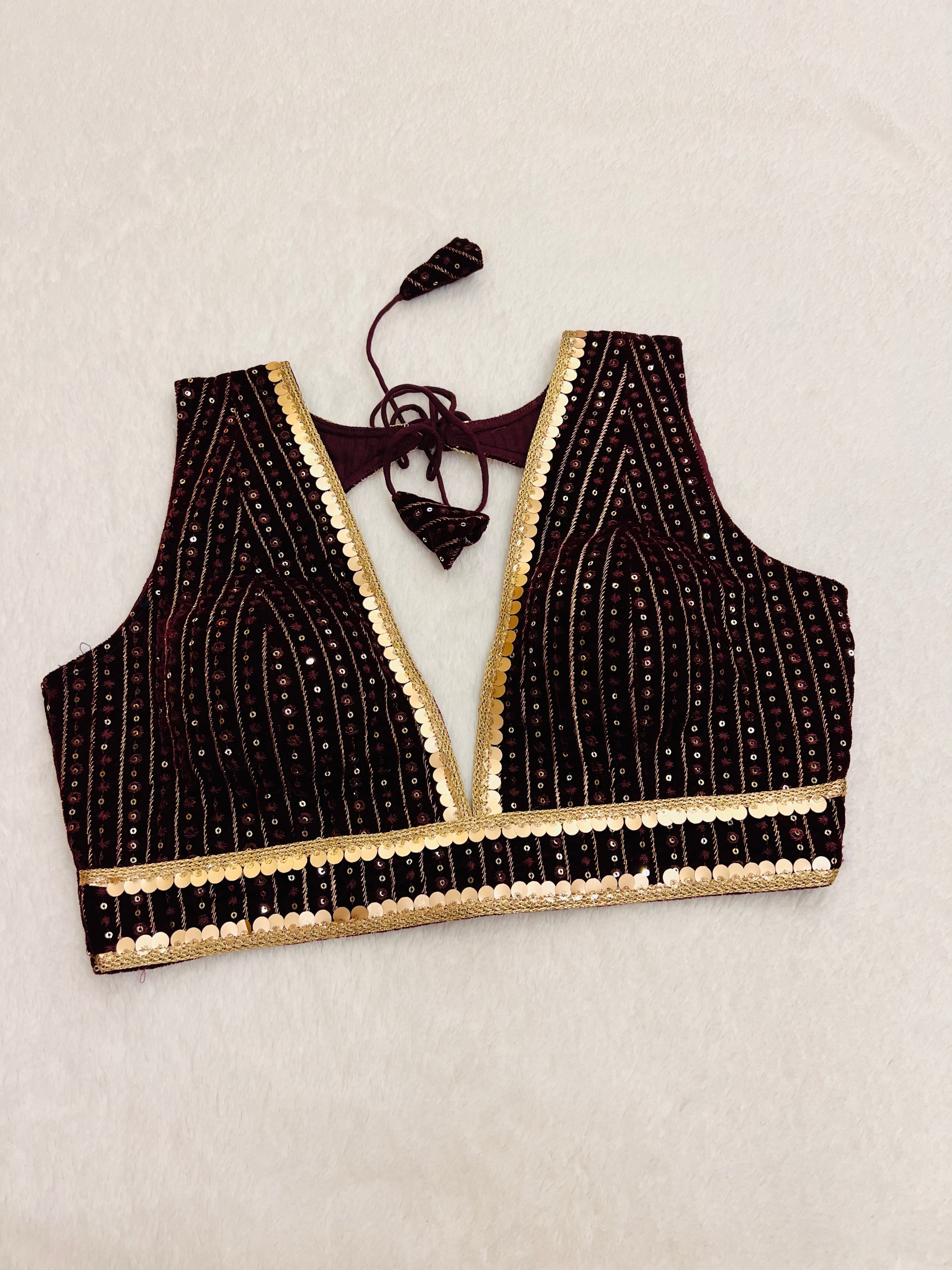 ZARIYA SEQUINS MAROON BLOUSE