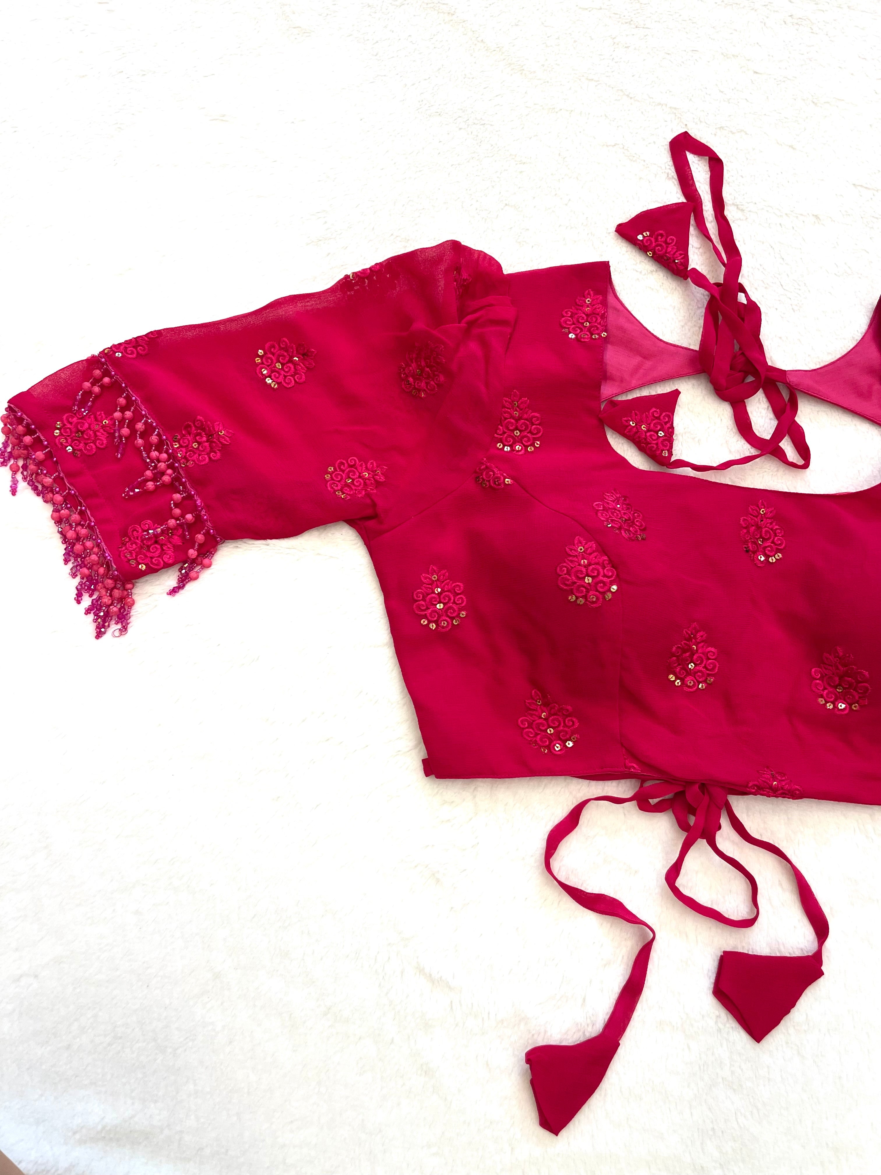 Kaveri Pink Chinnon chiffon blouse