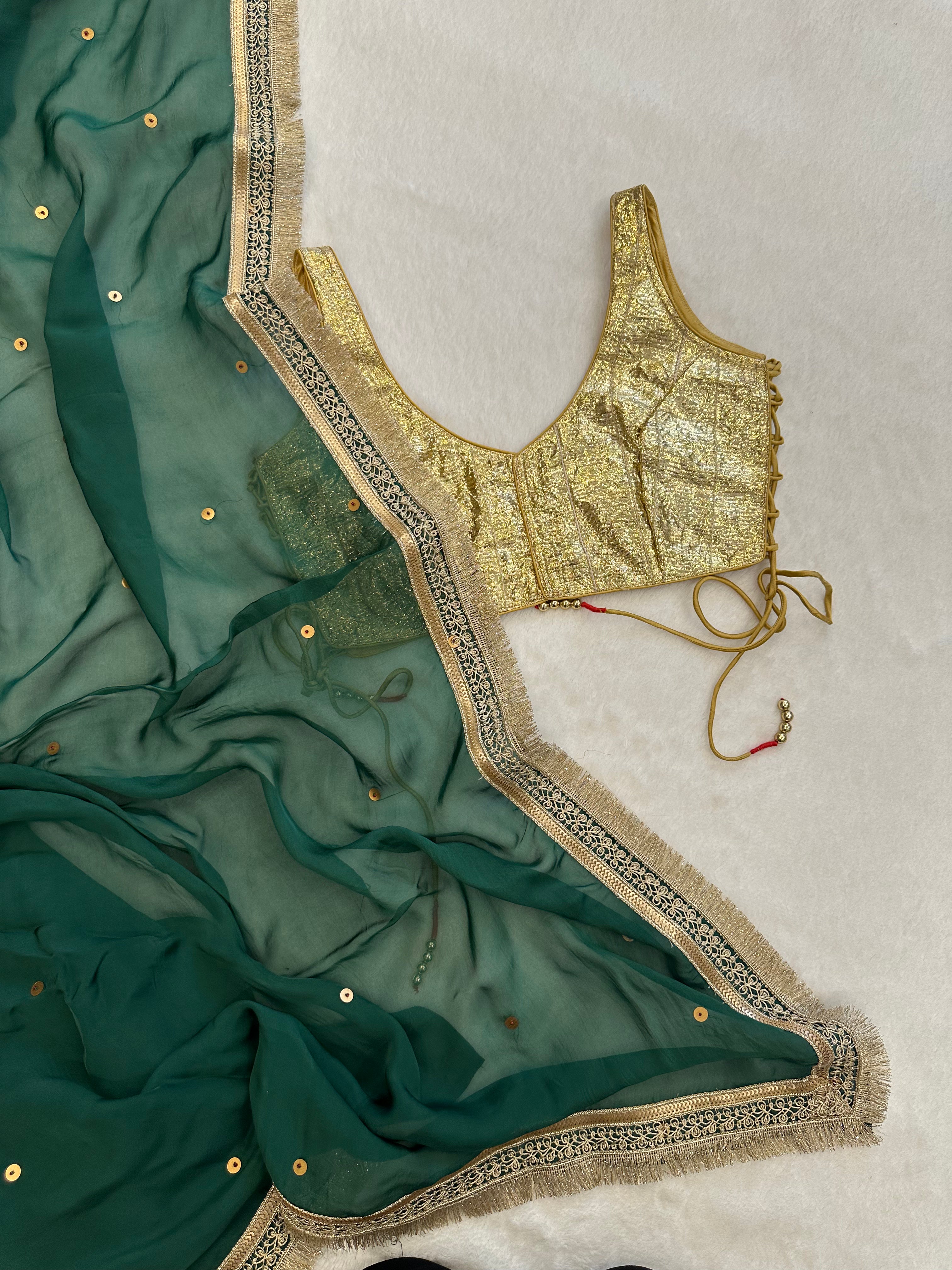 Nayrah Green Chumki Saree