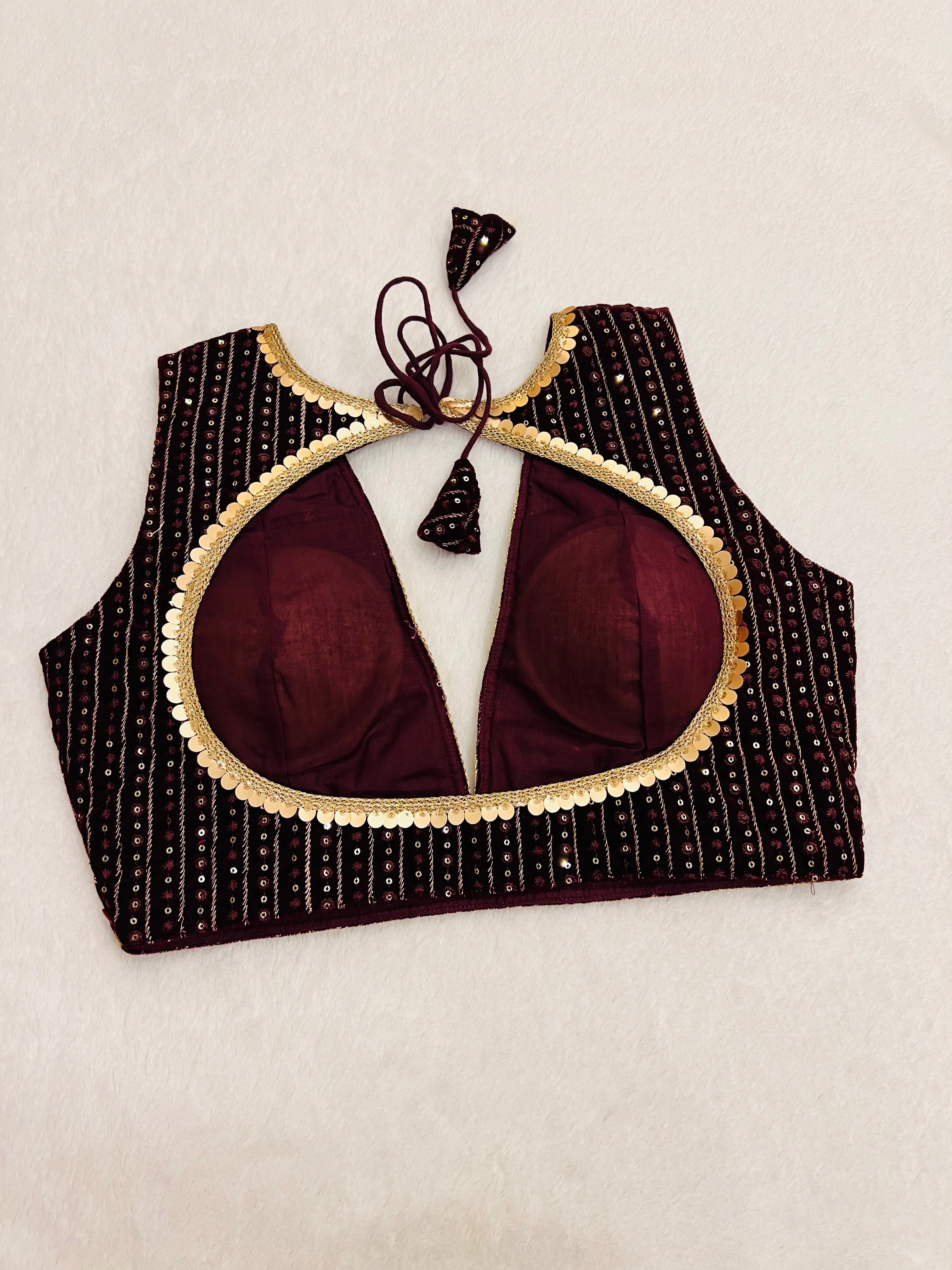 ZARIYA SEQUINS MAROON BLOUSE