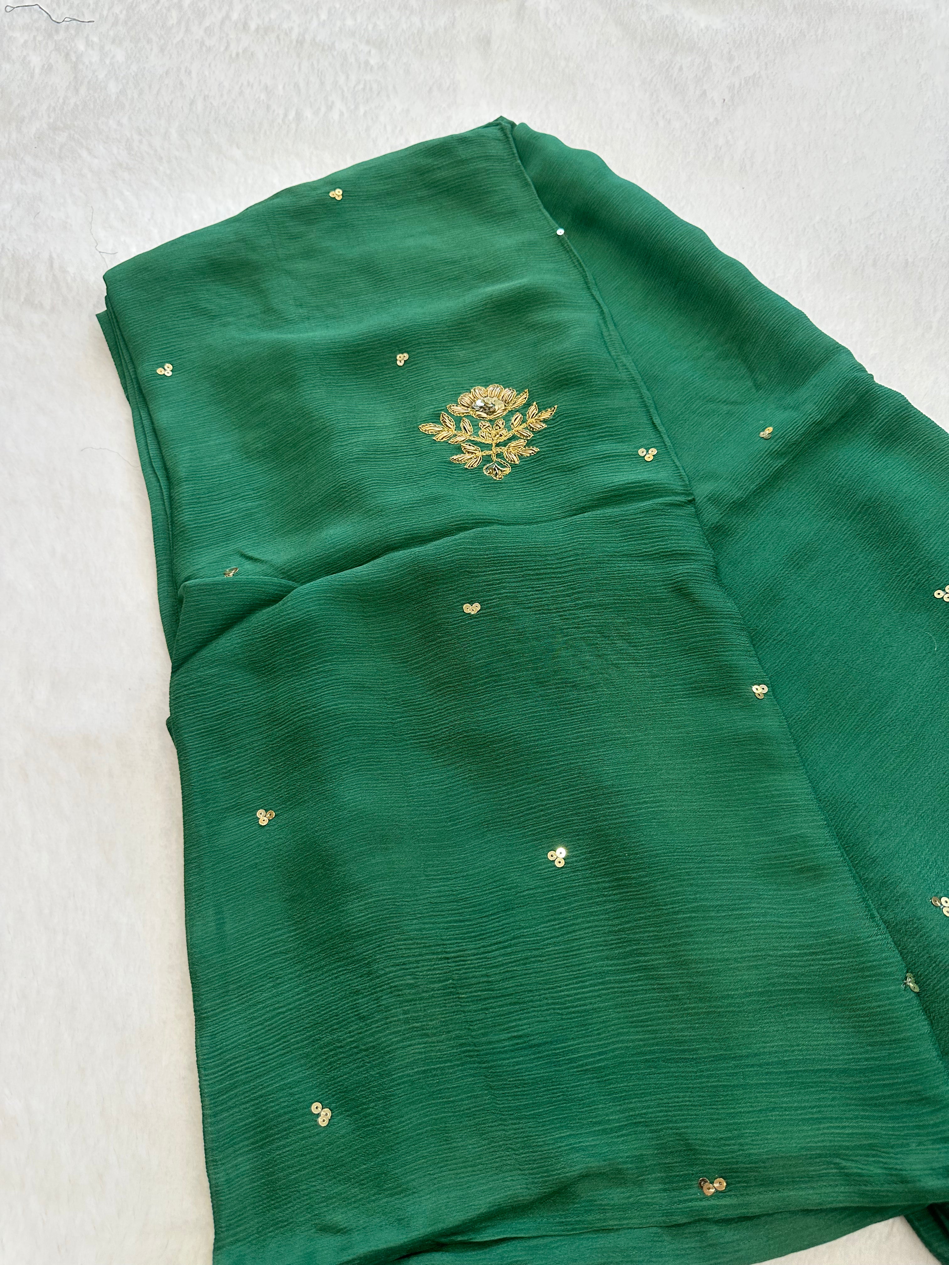 Green Chiffon Saree