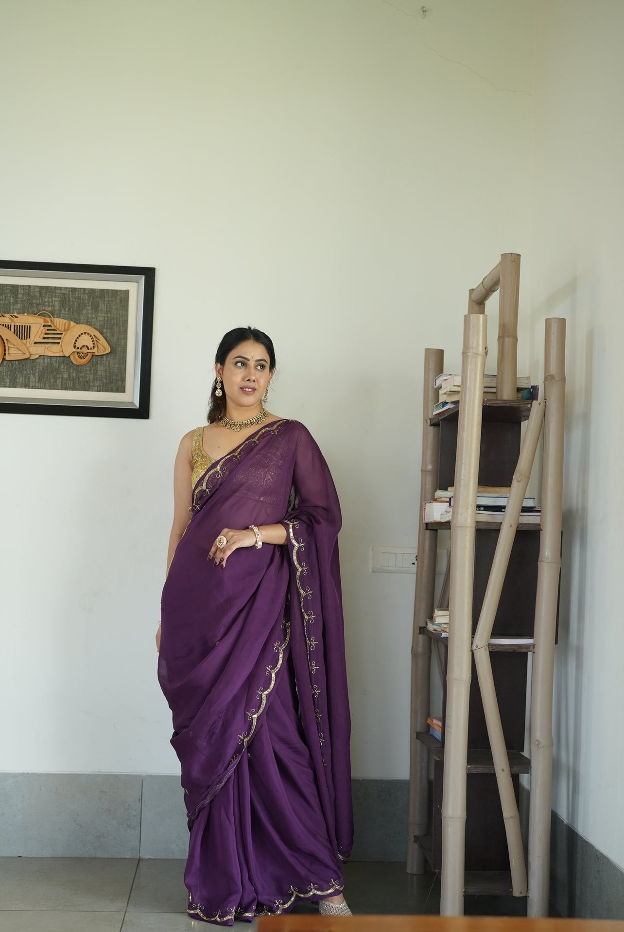 Violet veil Saree