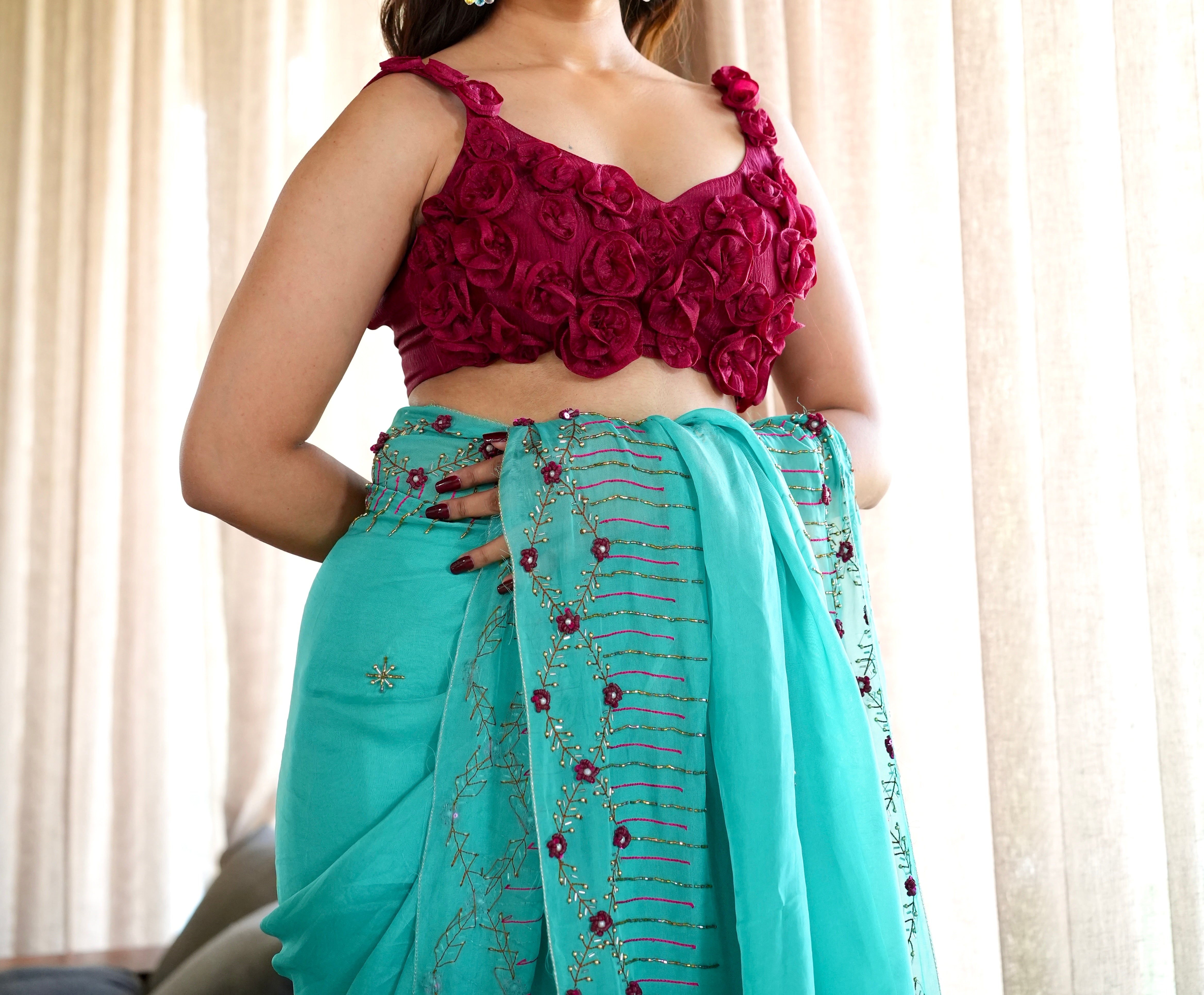 Blue flame saree