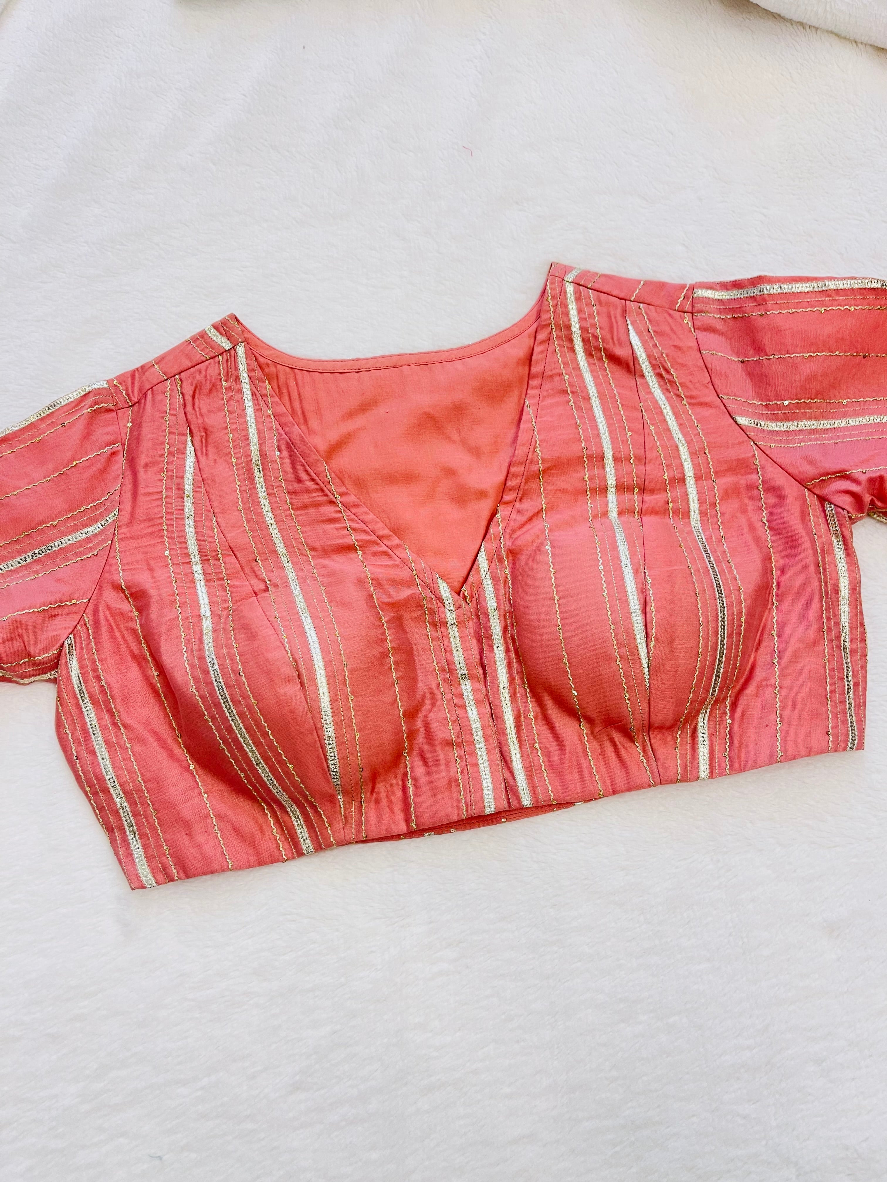 Coral Pink Chanderi blouse