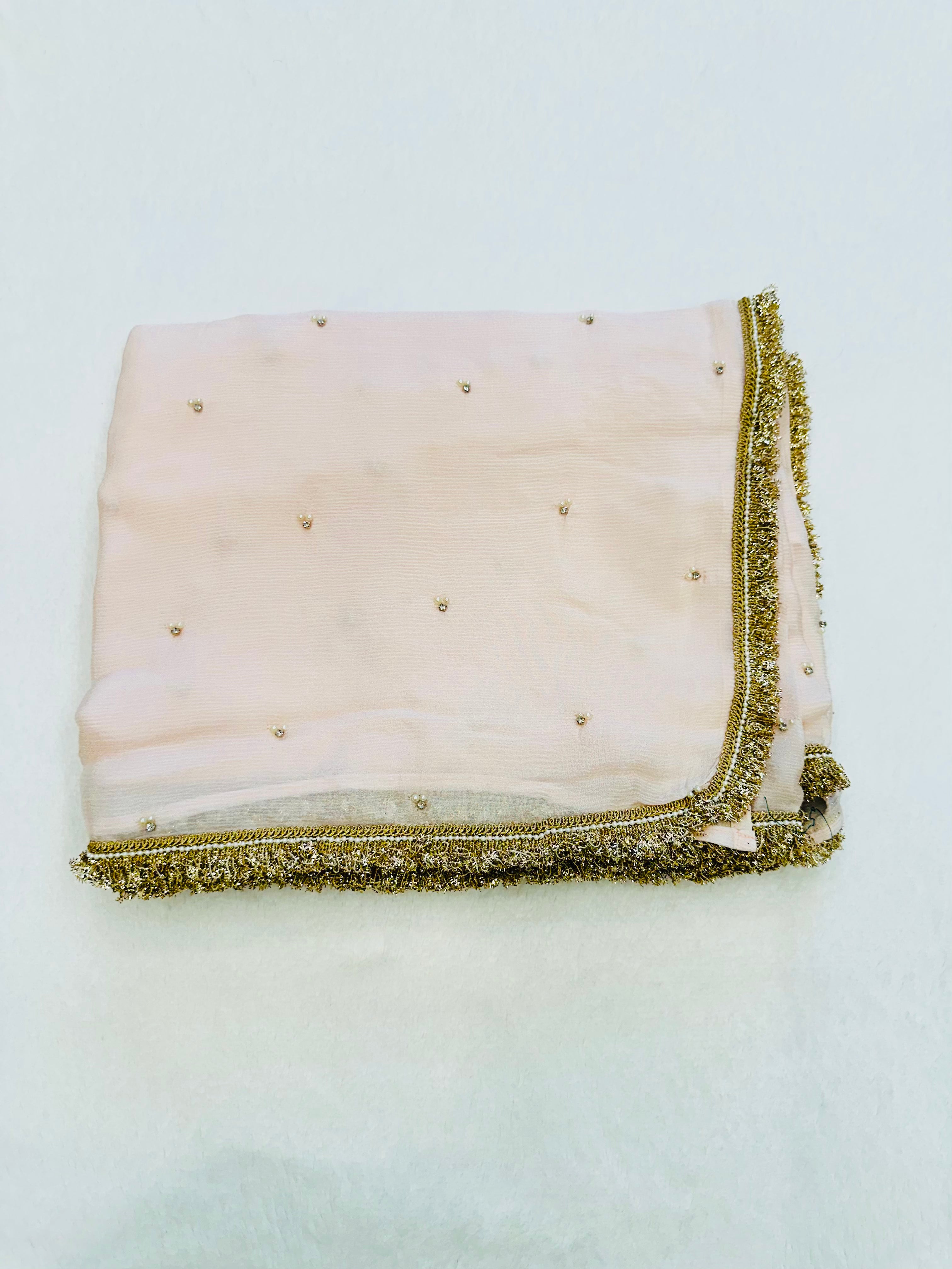 Blush pink pearl saree