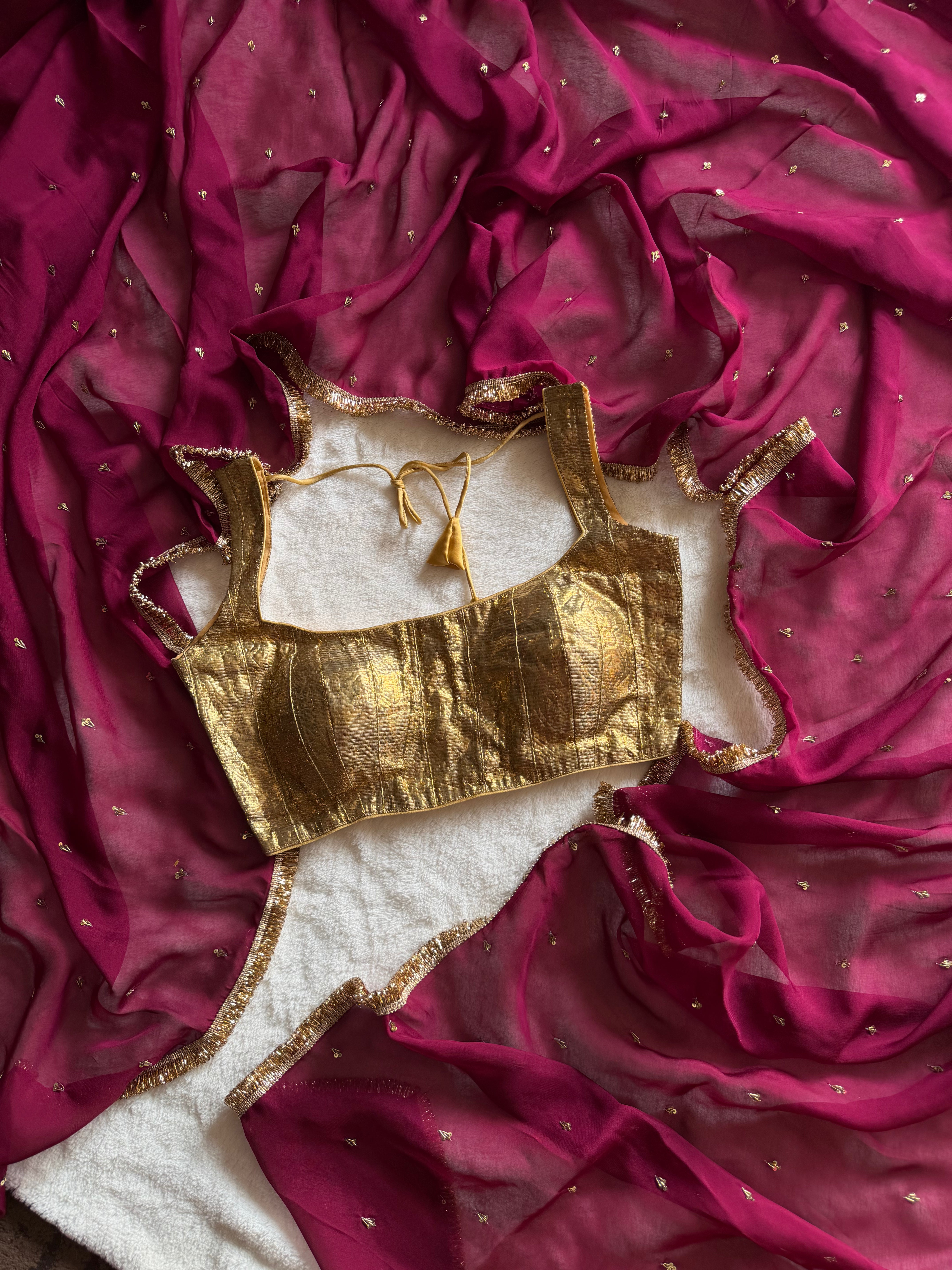 Elara  Hand Embroidered Organza Saree