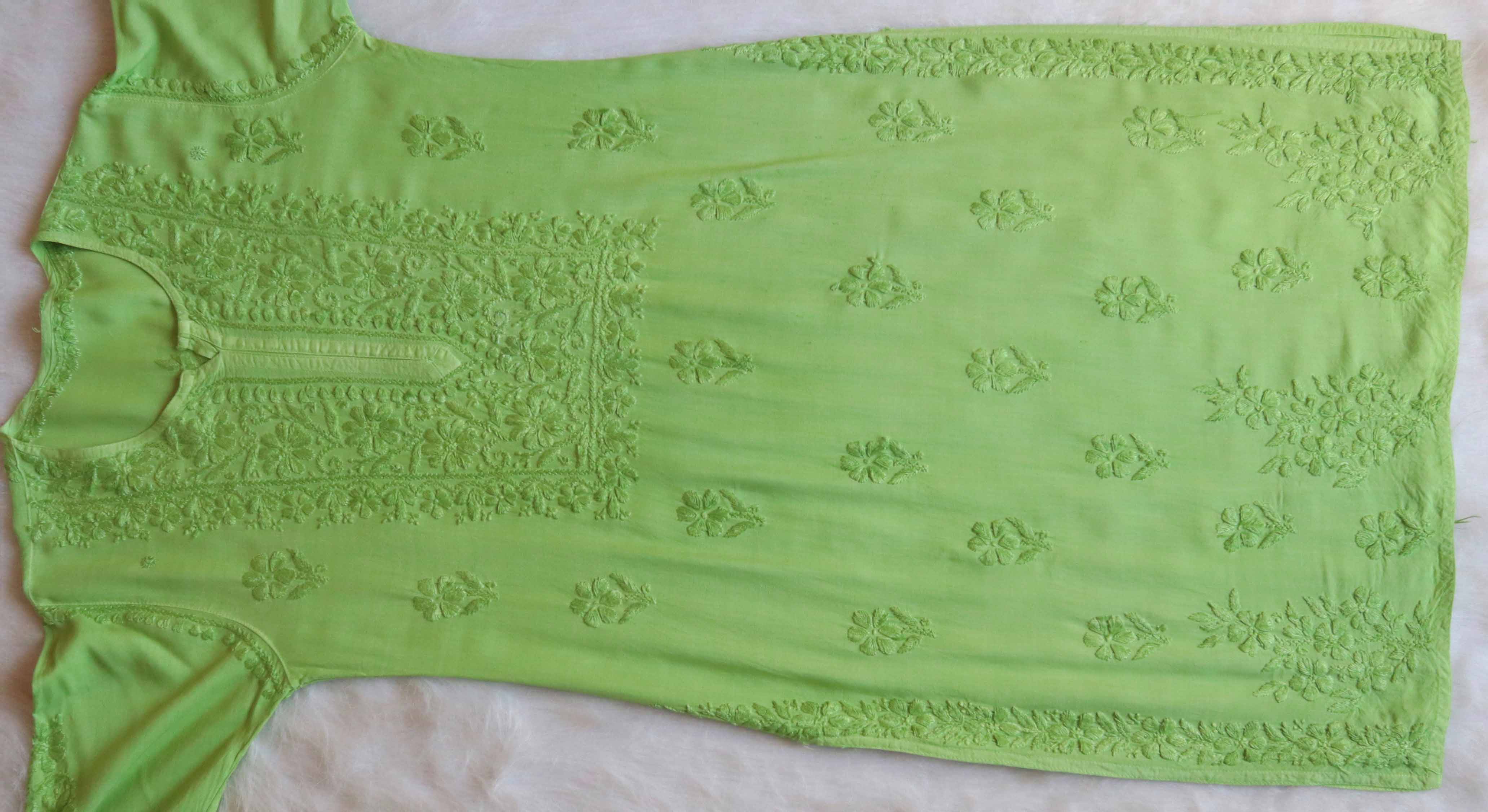 Niraah Lime Green Rayon Long Kurta
