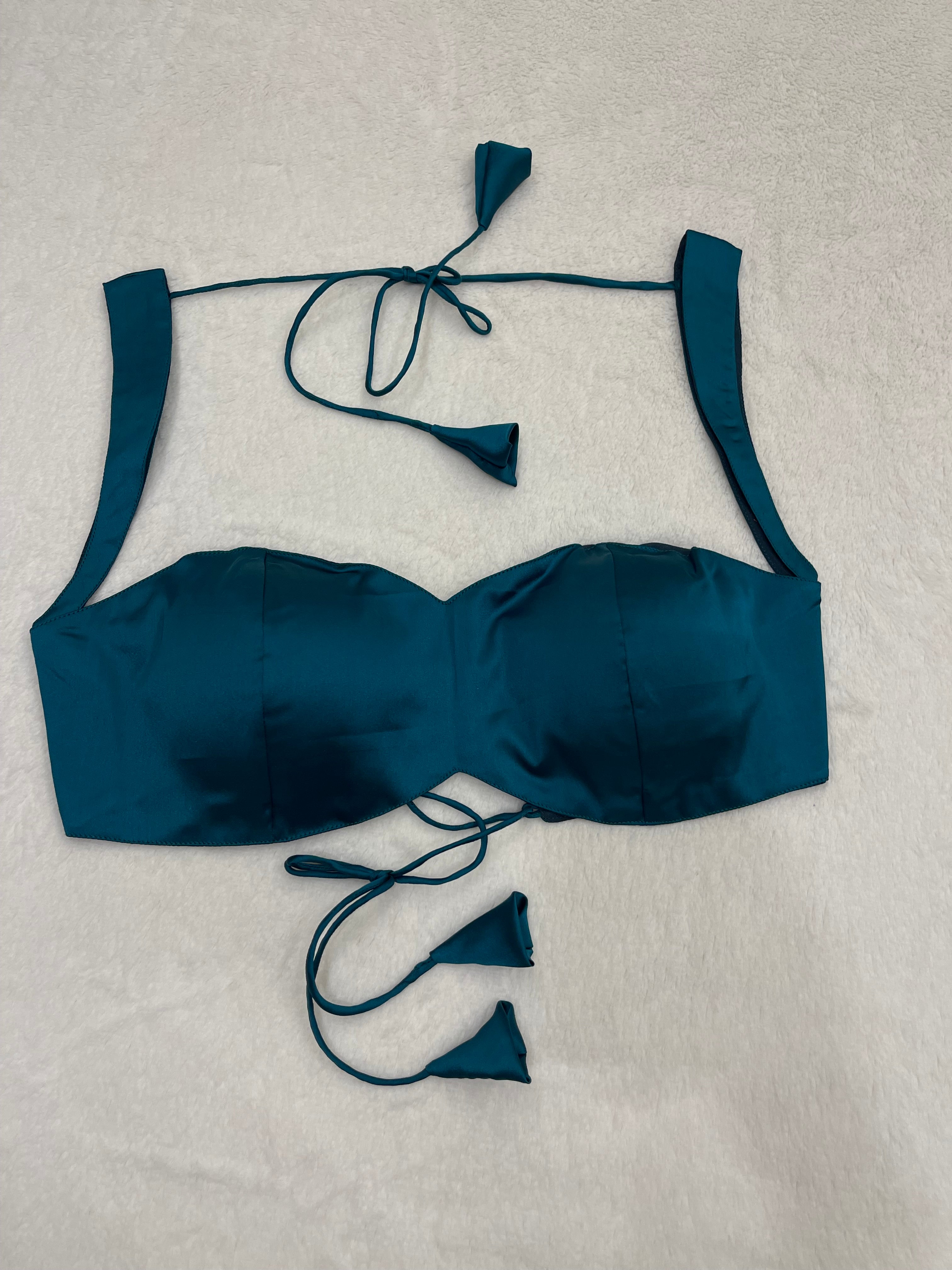 KASHISH TEAL BLUE SATIN BLOUSE