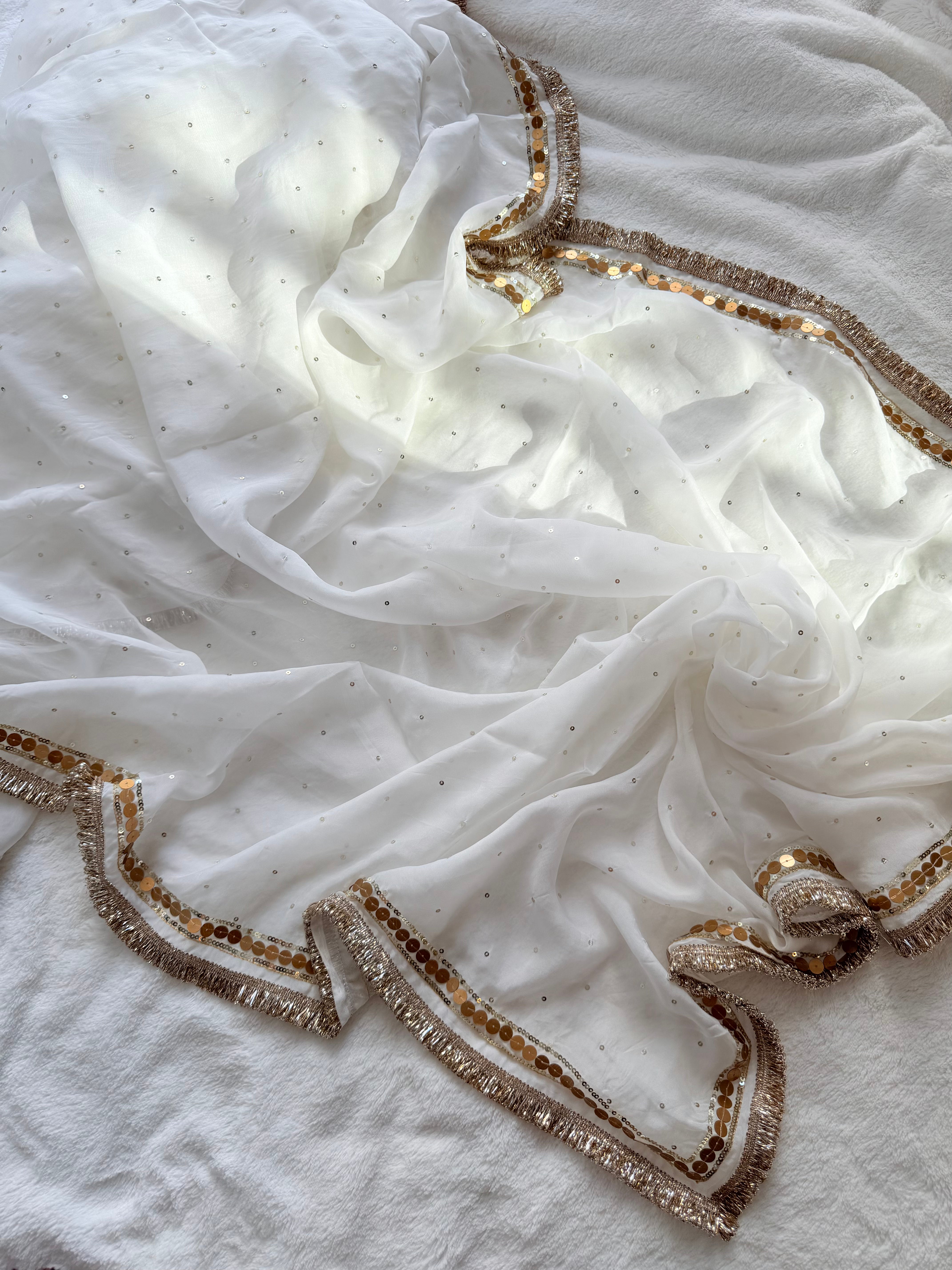 Golden Cloud Handwork saree