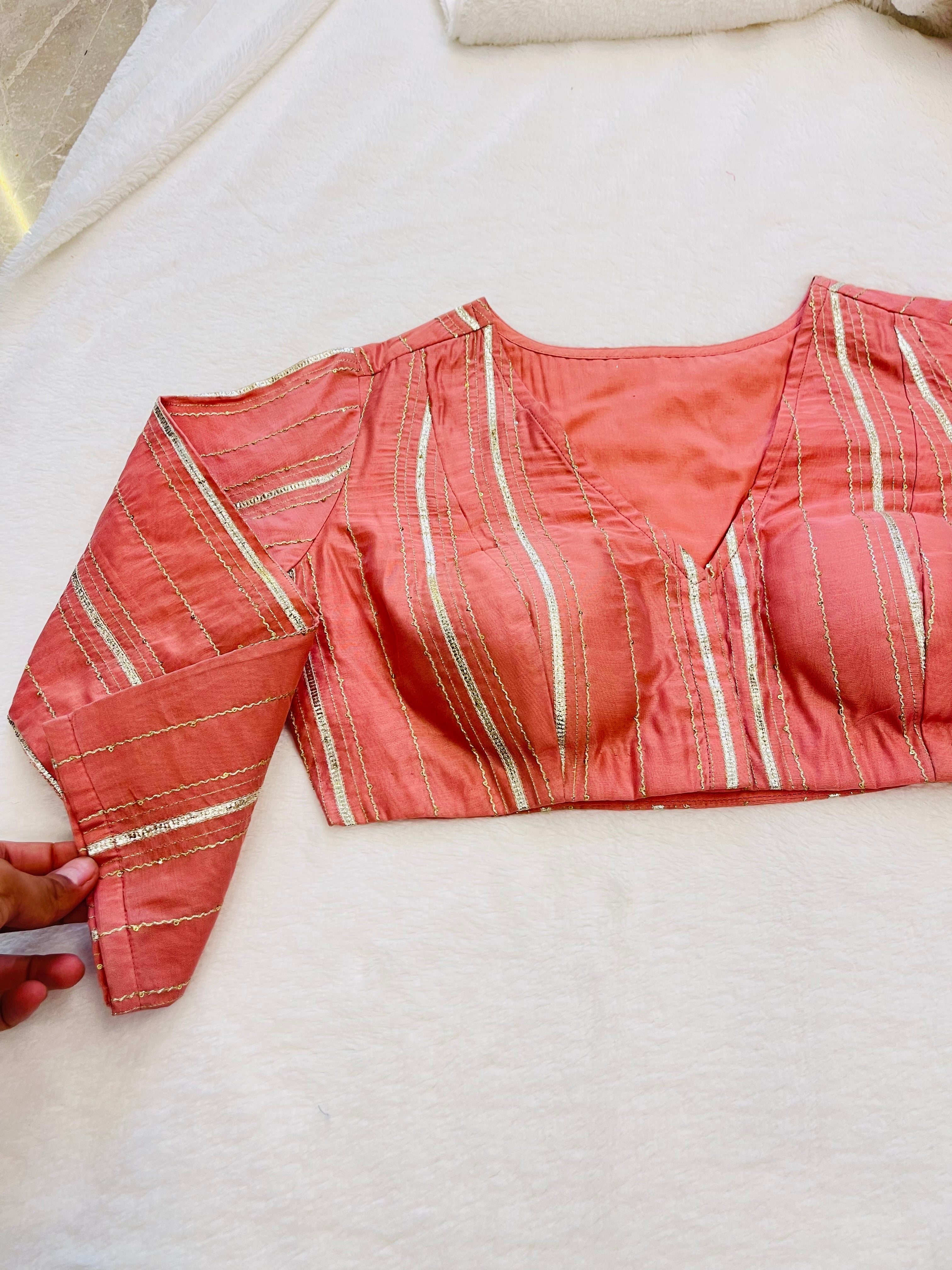 Coral Pink Chanderi blouse