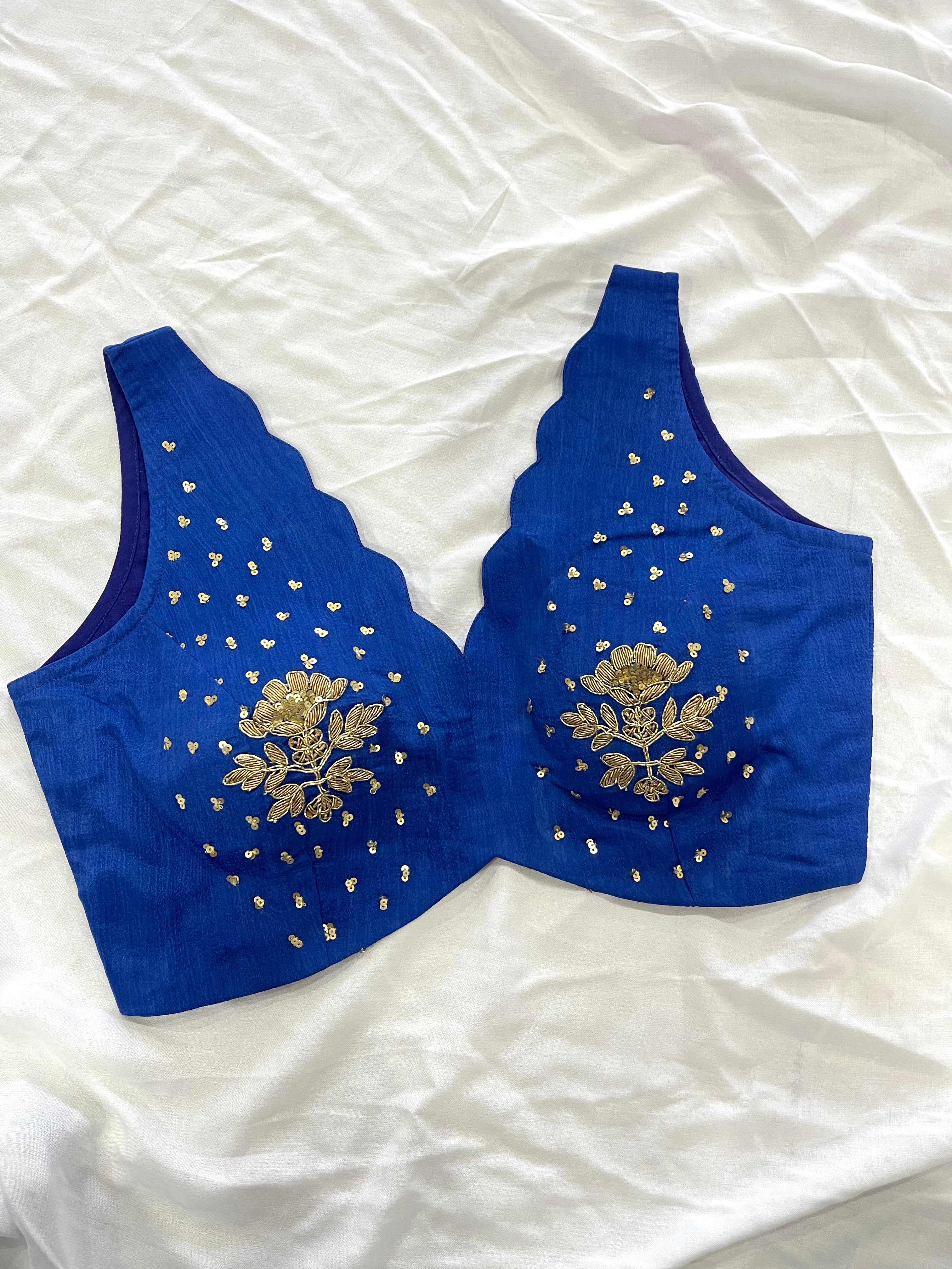 Ink Blue Chiffon Handwork Blouse
