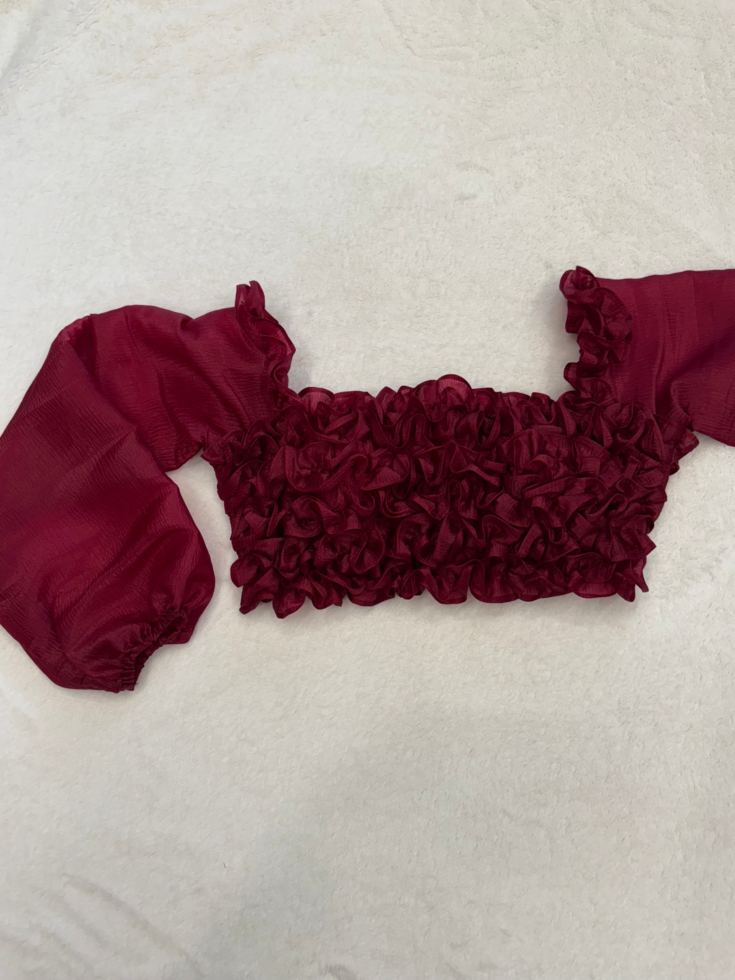 Wine Ruffle Blouse
