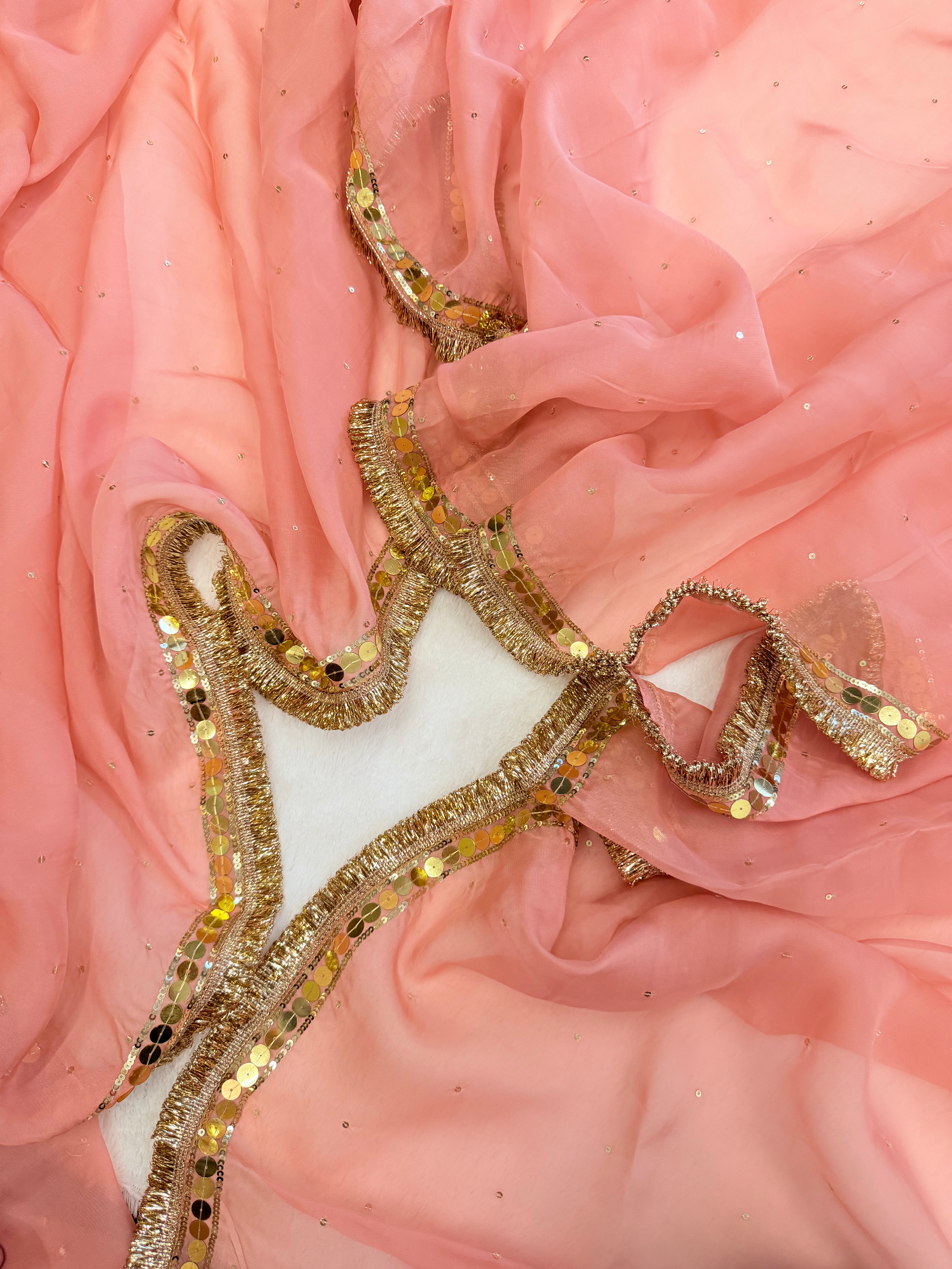 Peach Rose Handwork saree