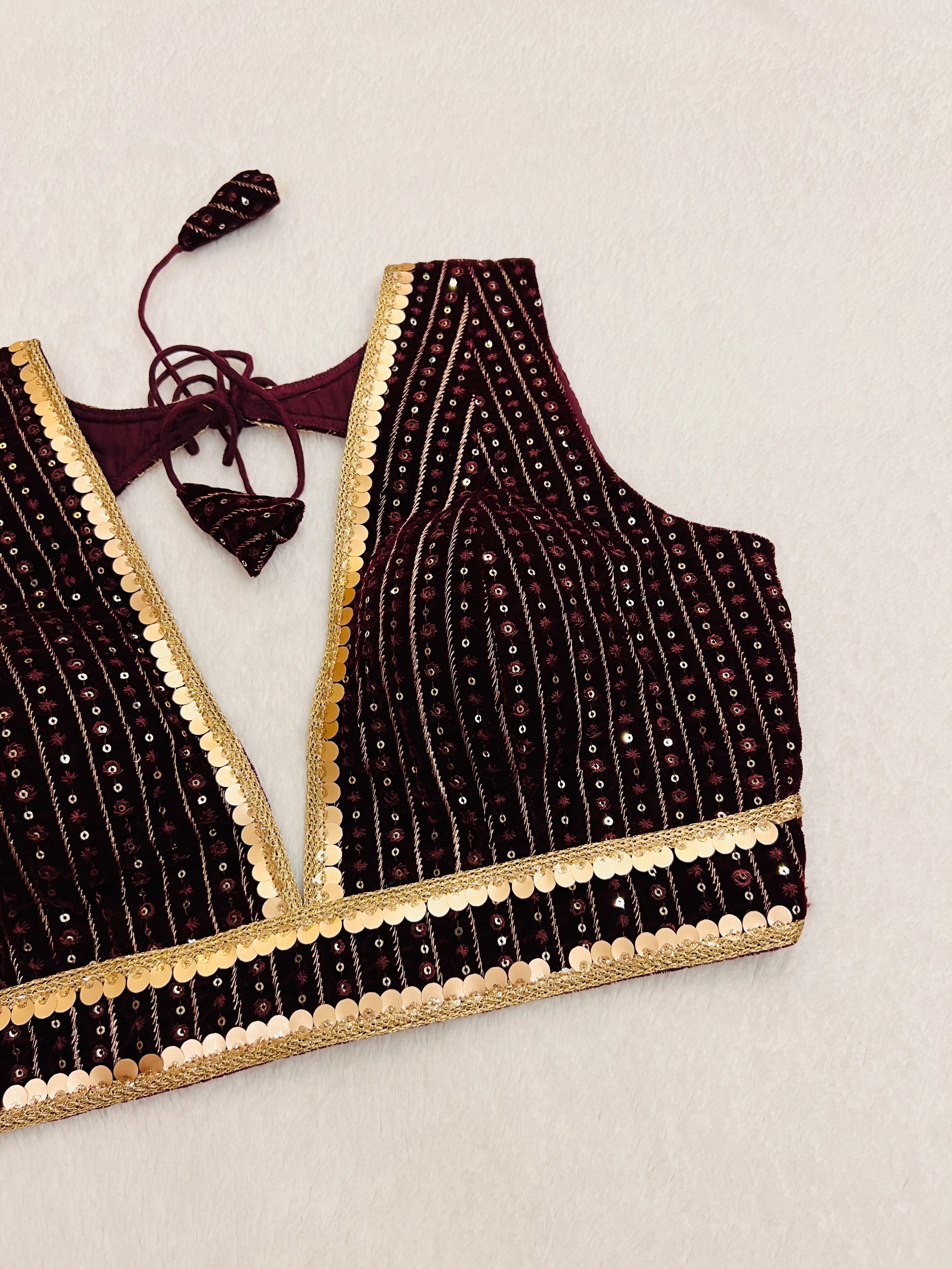 ZARIYA SEQUINS MAROON BLOUSE