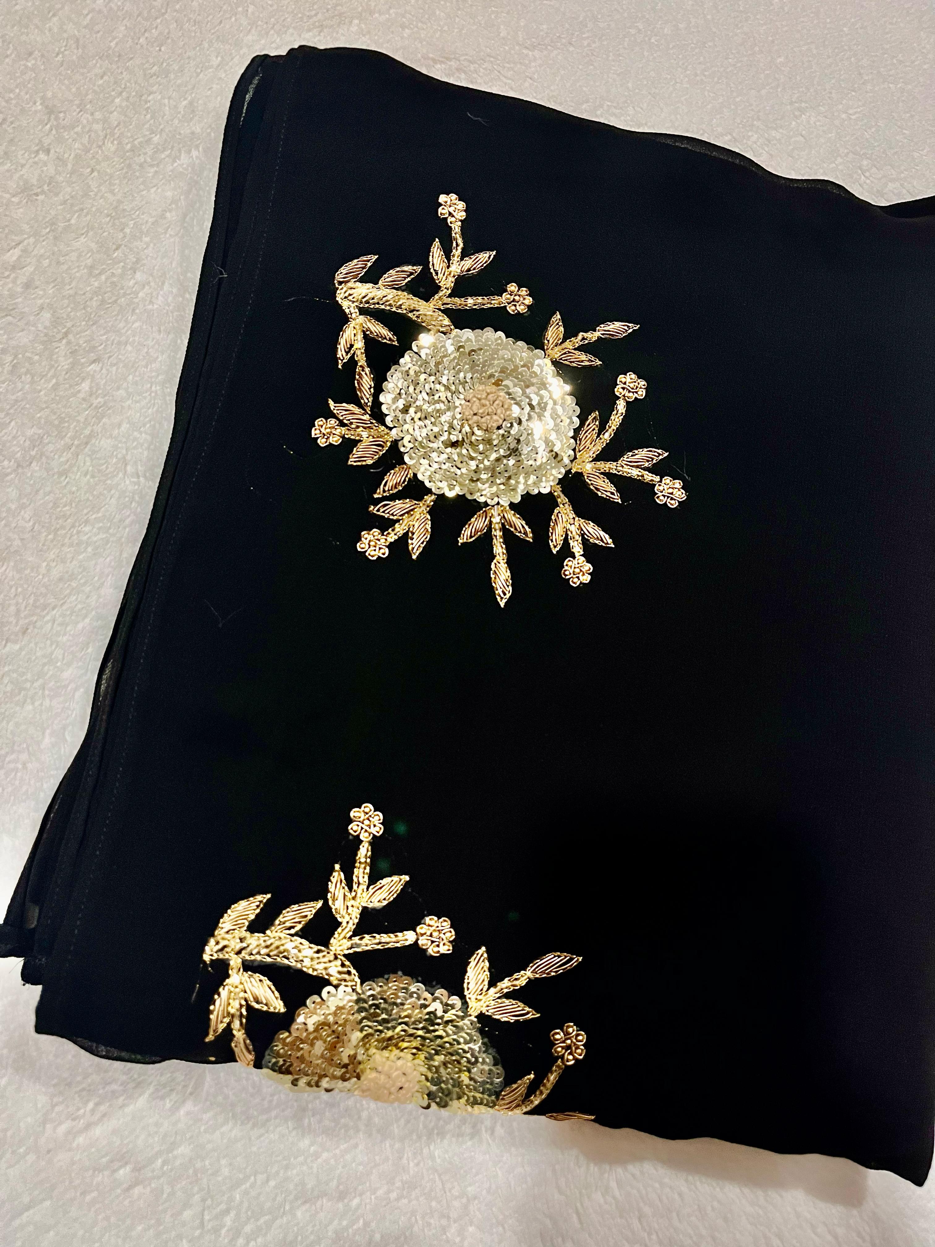 Designer Black Diamond georgette saree for weddings and festive occasions