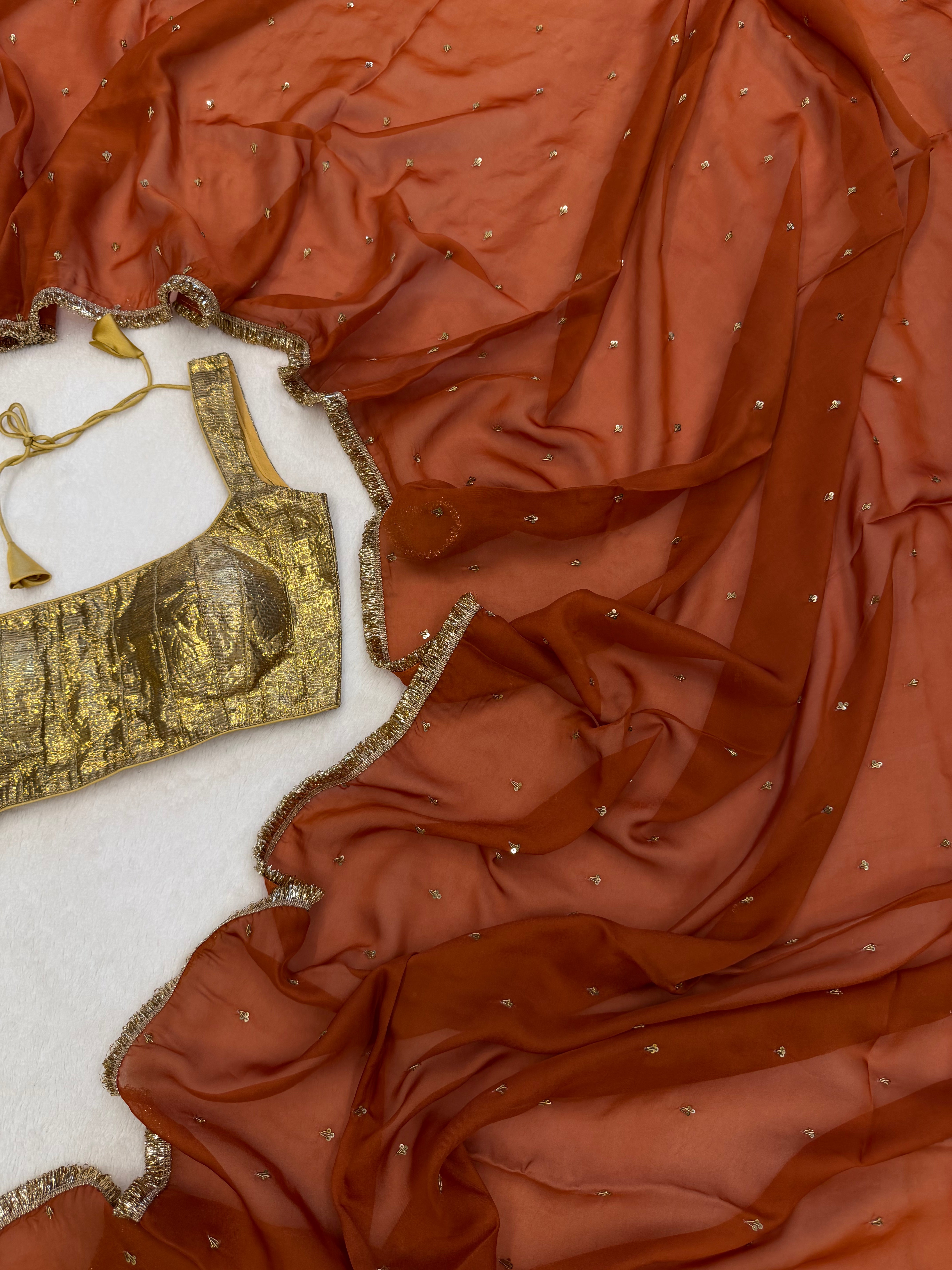 Orange Sky Handwork saree