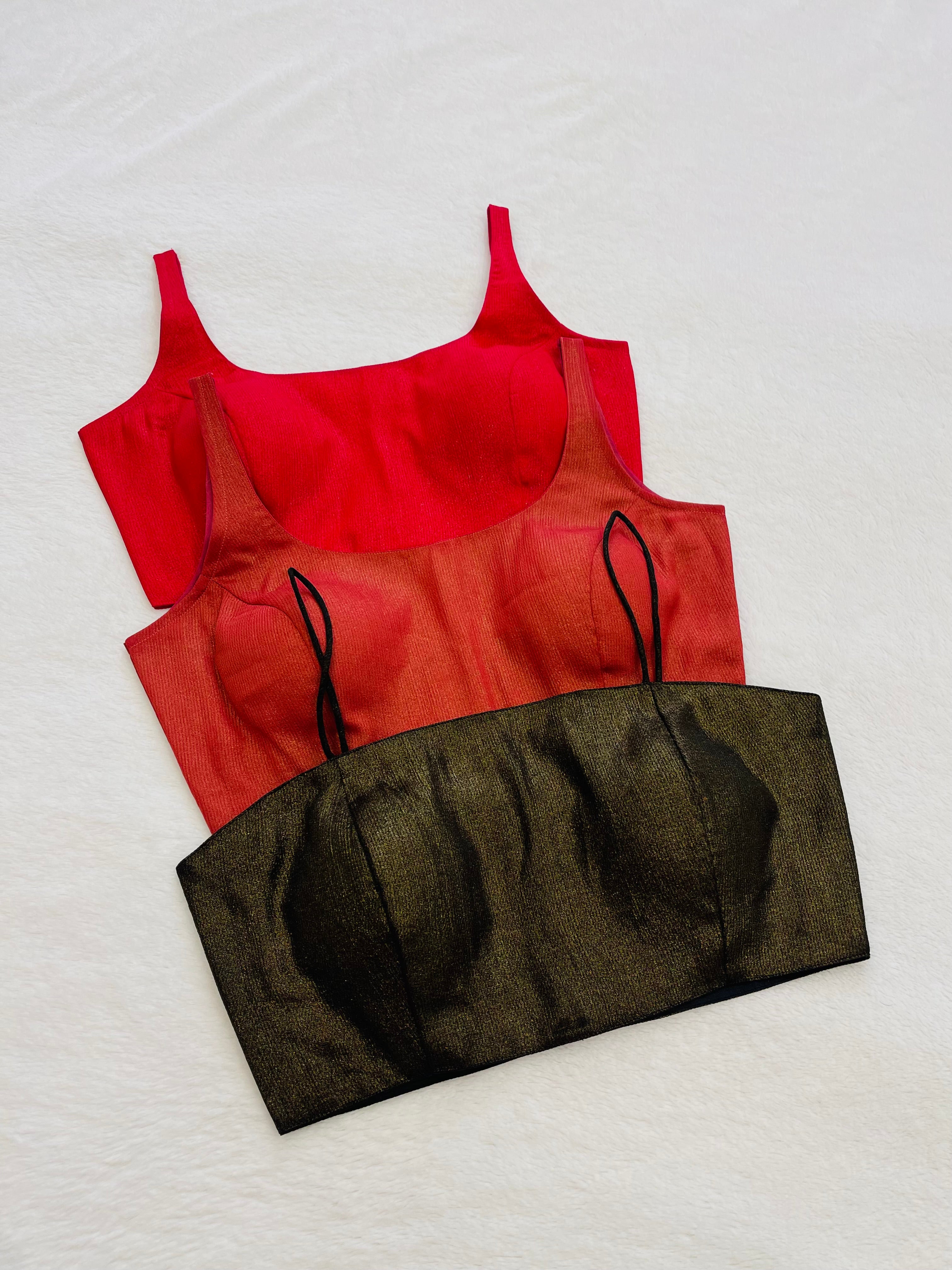 Trendy Padded Combo Sleeveless Blouse for Weddings and Festive Wear