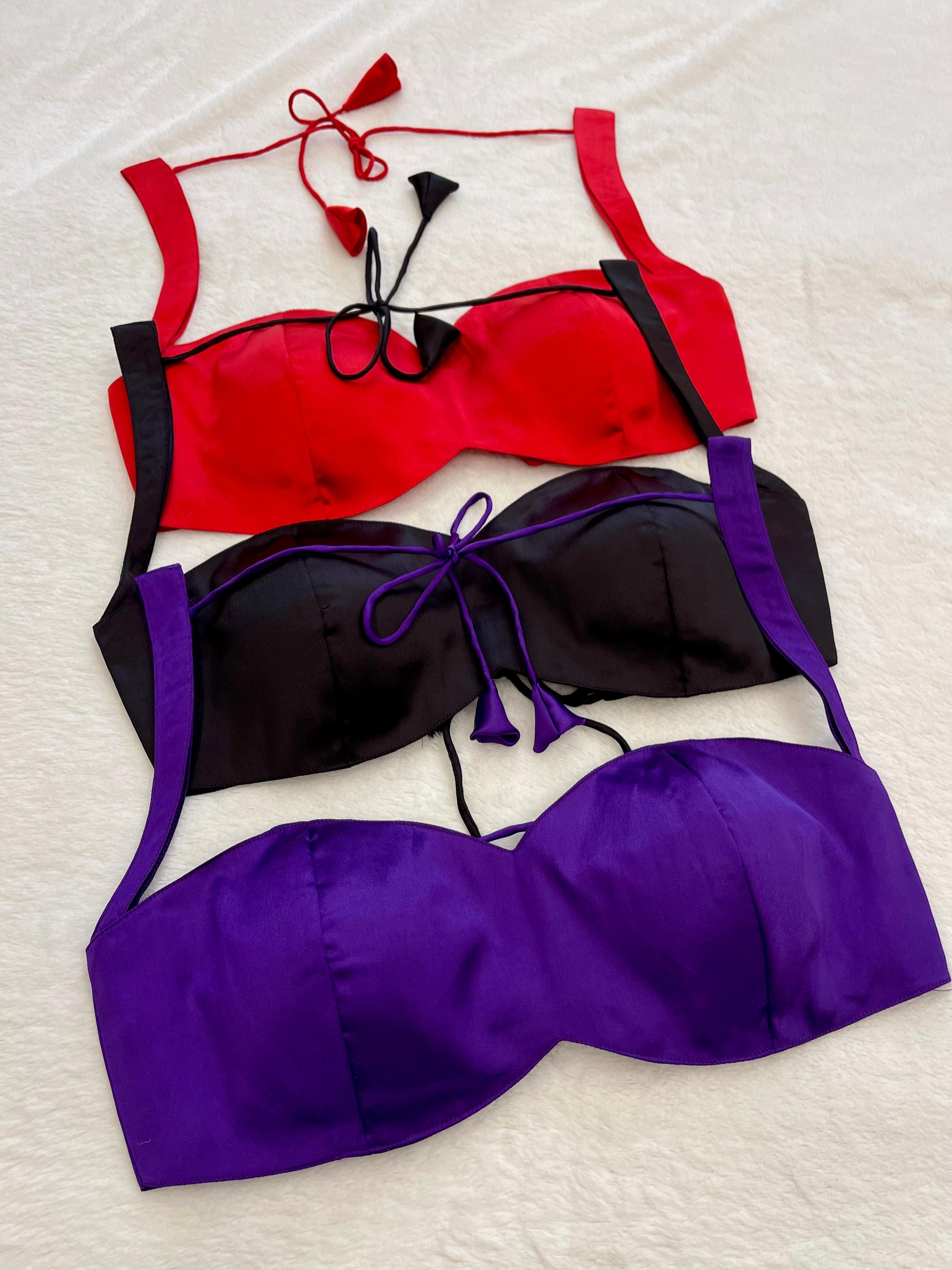 Combo Trendy Padded Blouse for Women in Red, Black, and Purple