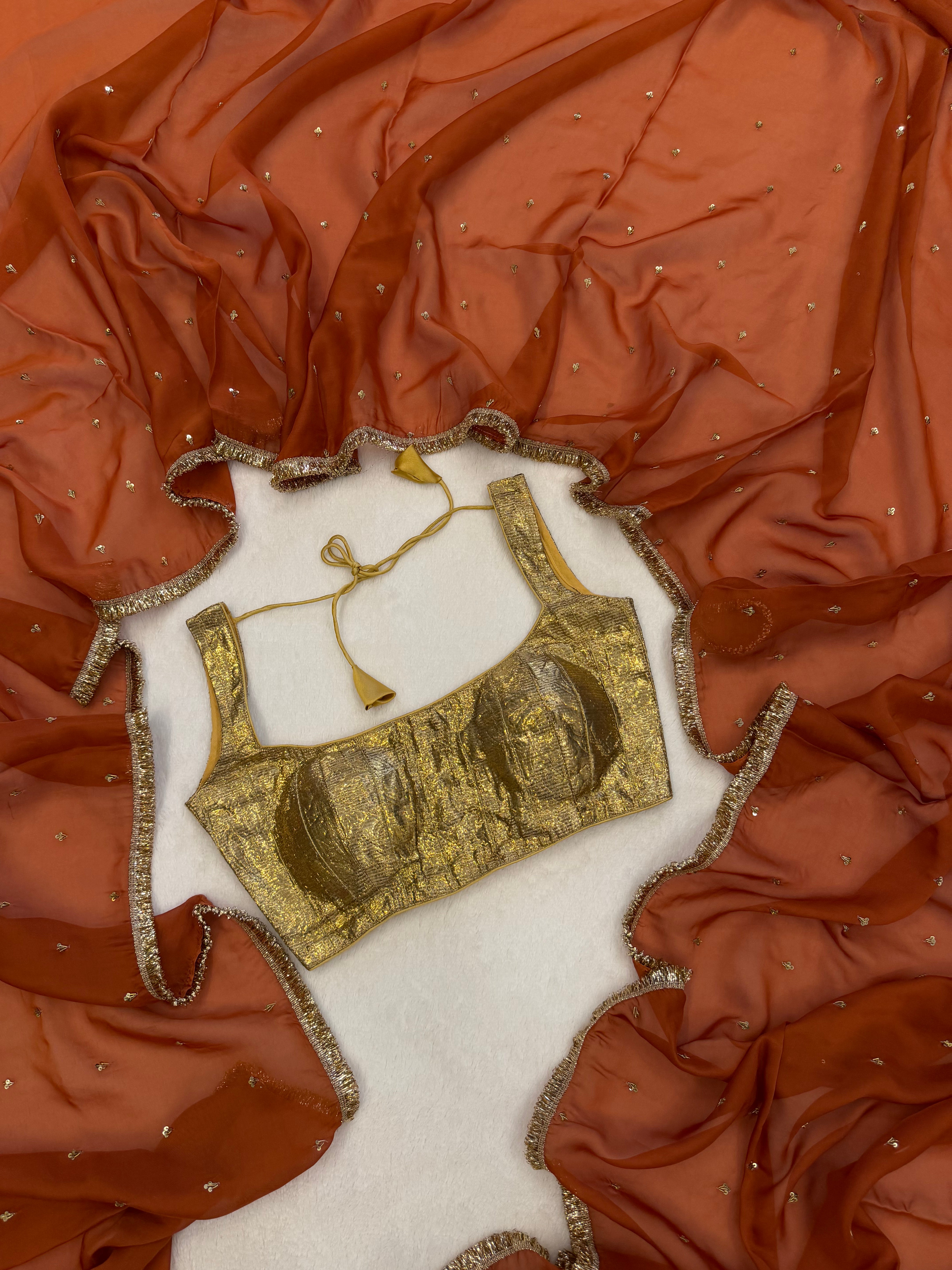 Orange Sky Handwork saree