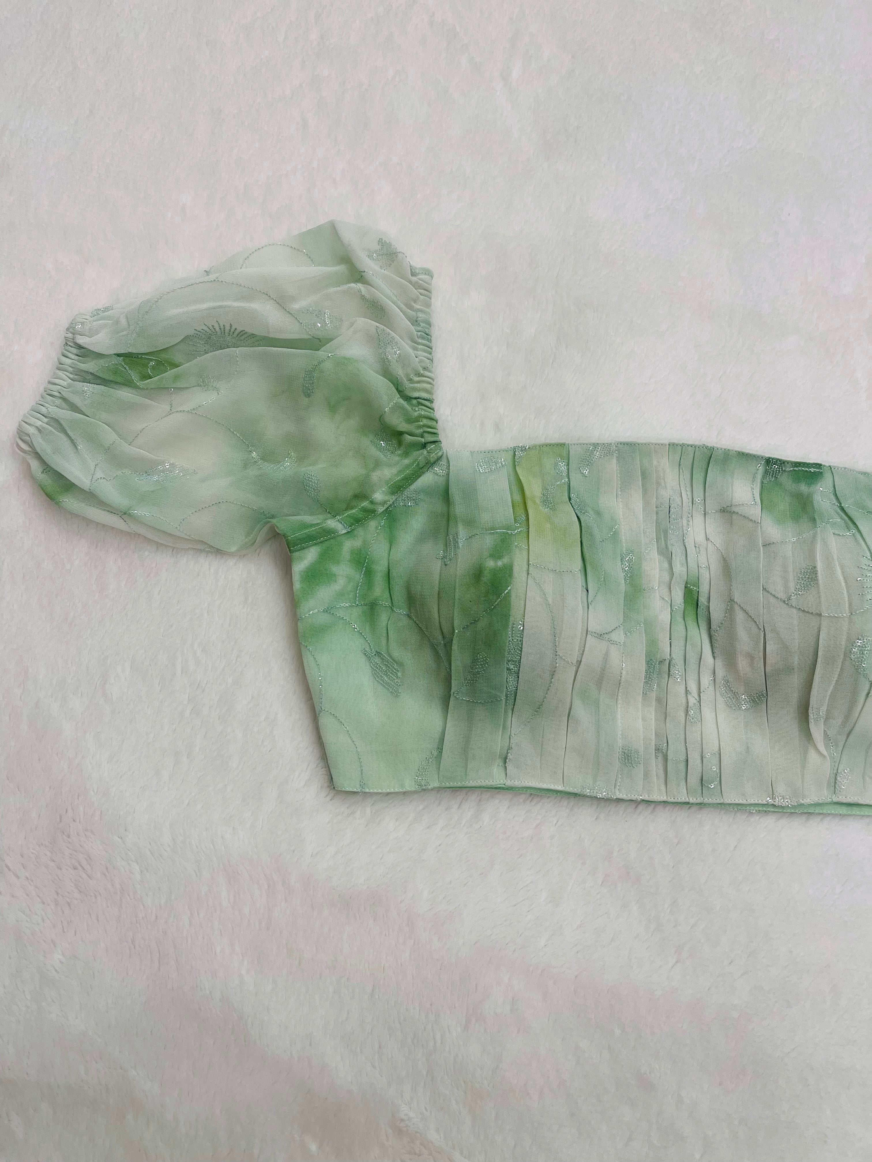 Divine Green white Blouse