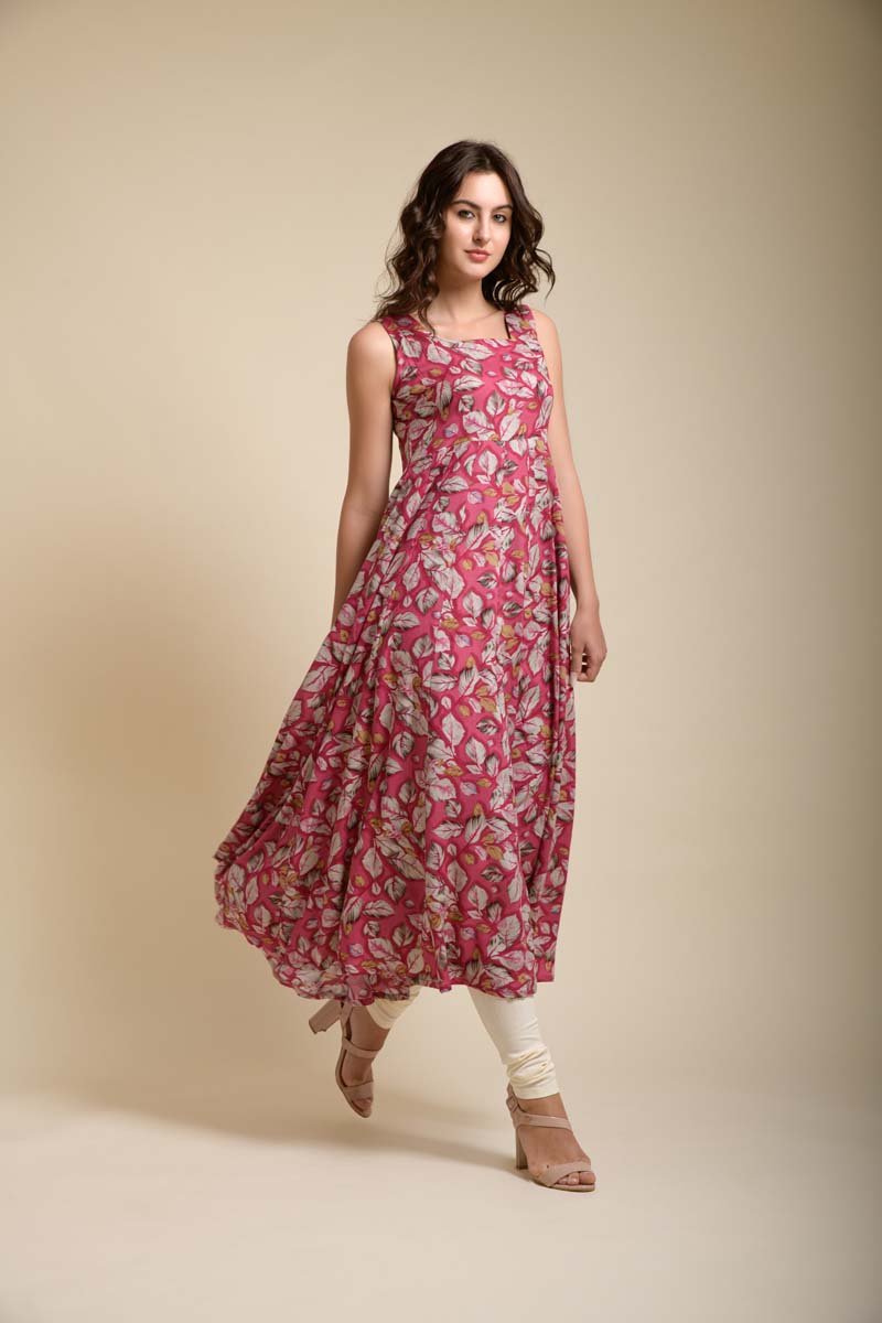 Zoya pink flower print gown
