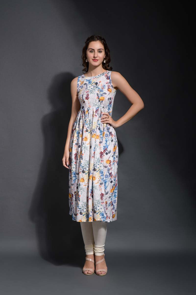 Keshvi Off white flower print gown style kurta set
