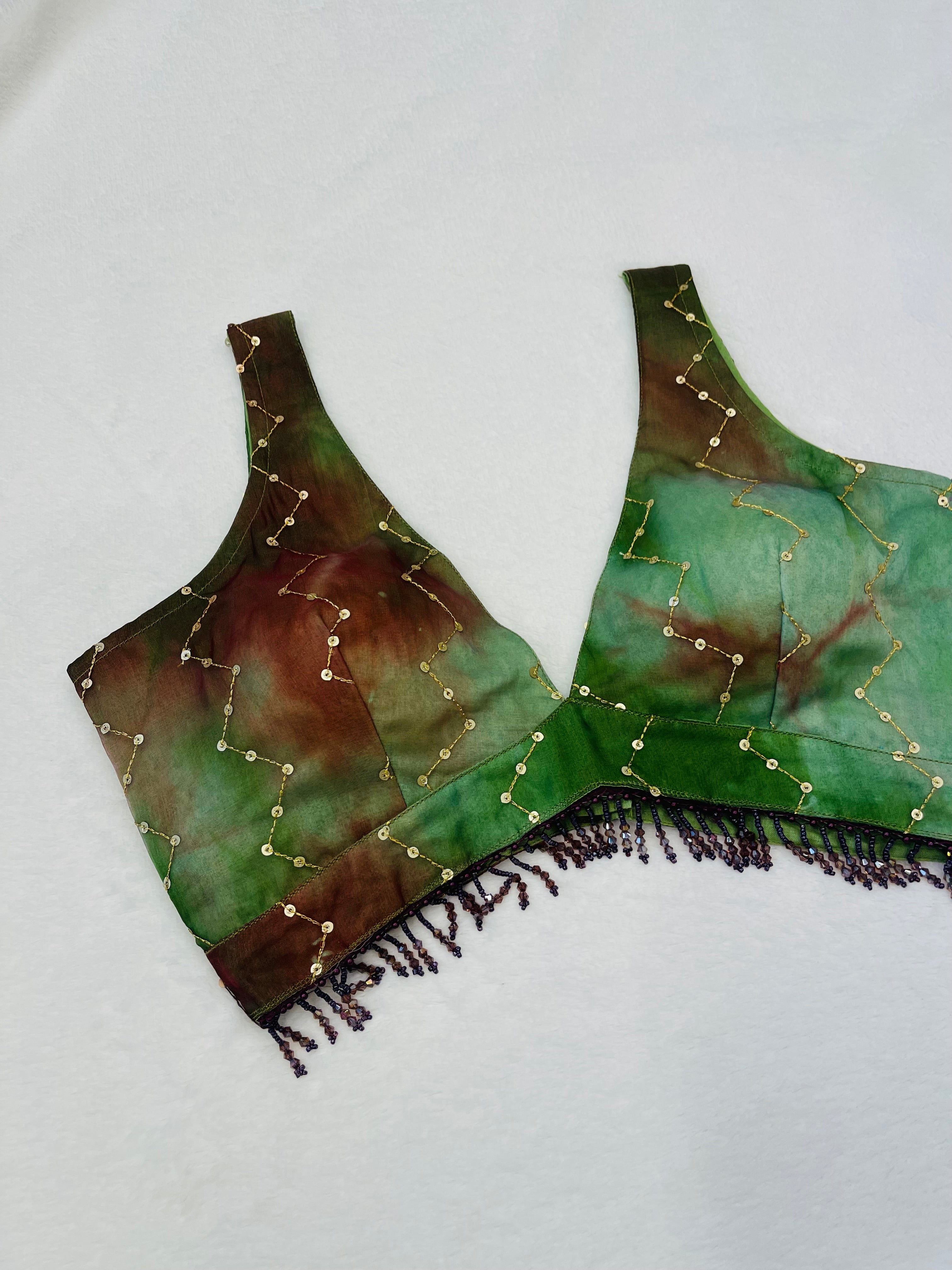 Divine Green Maroon Blouse