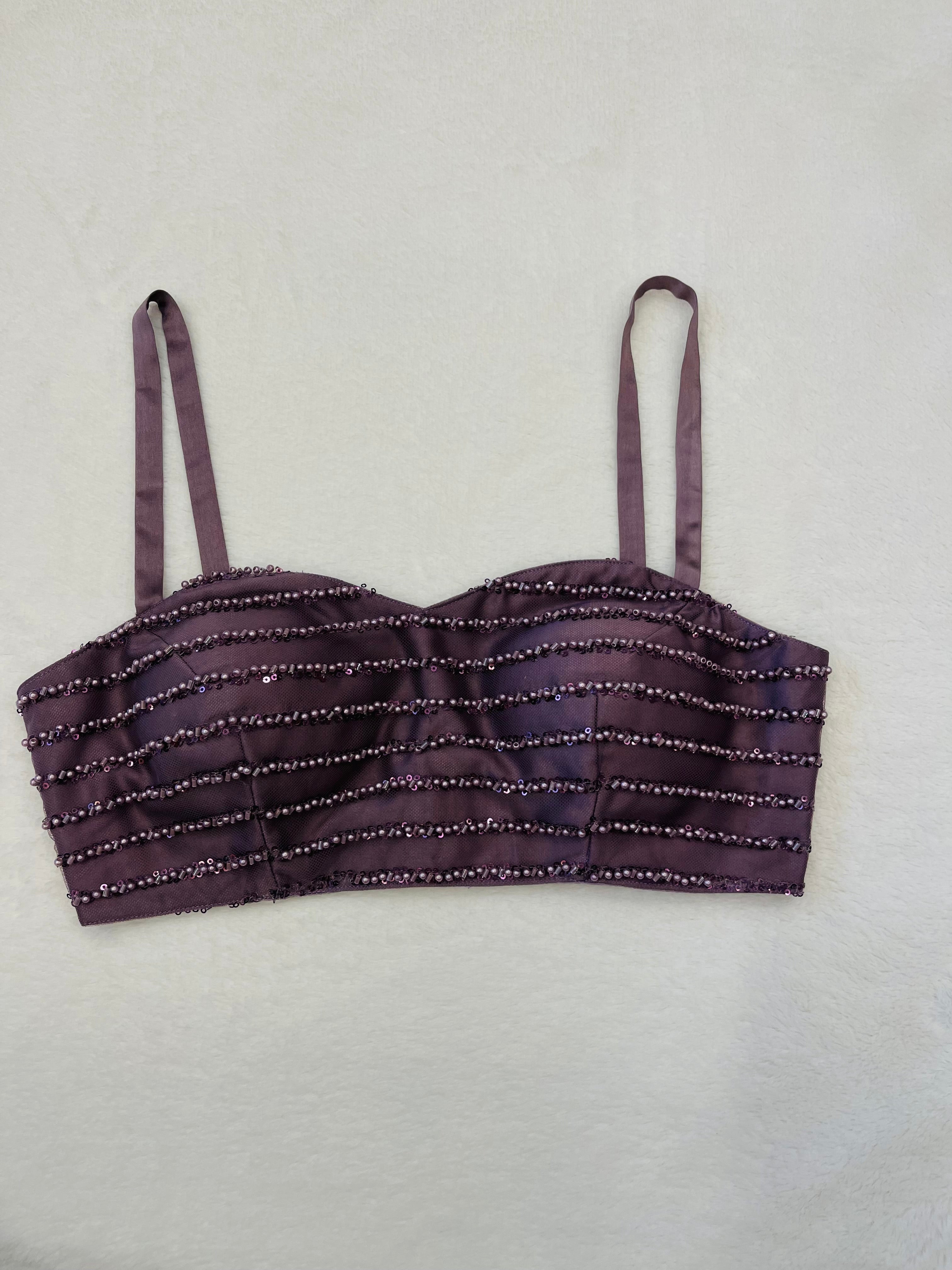Divine Purple Beeds Work Blouse
