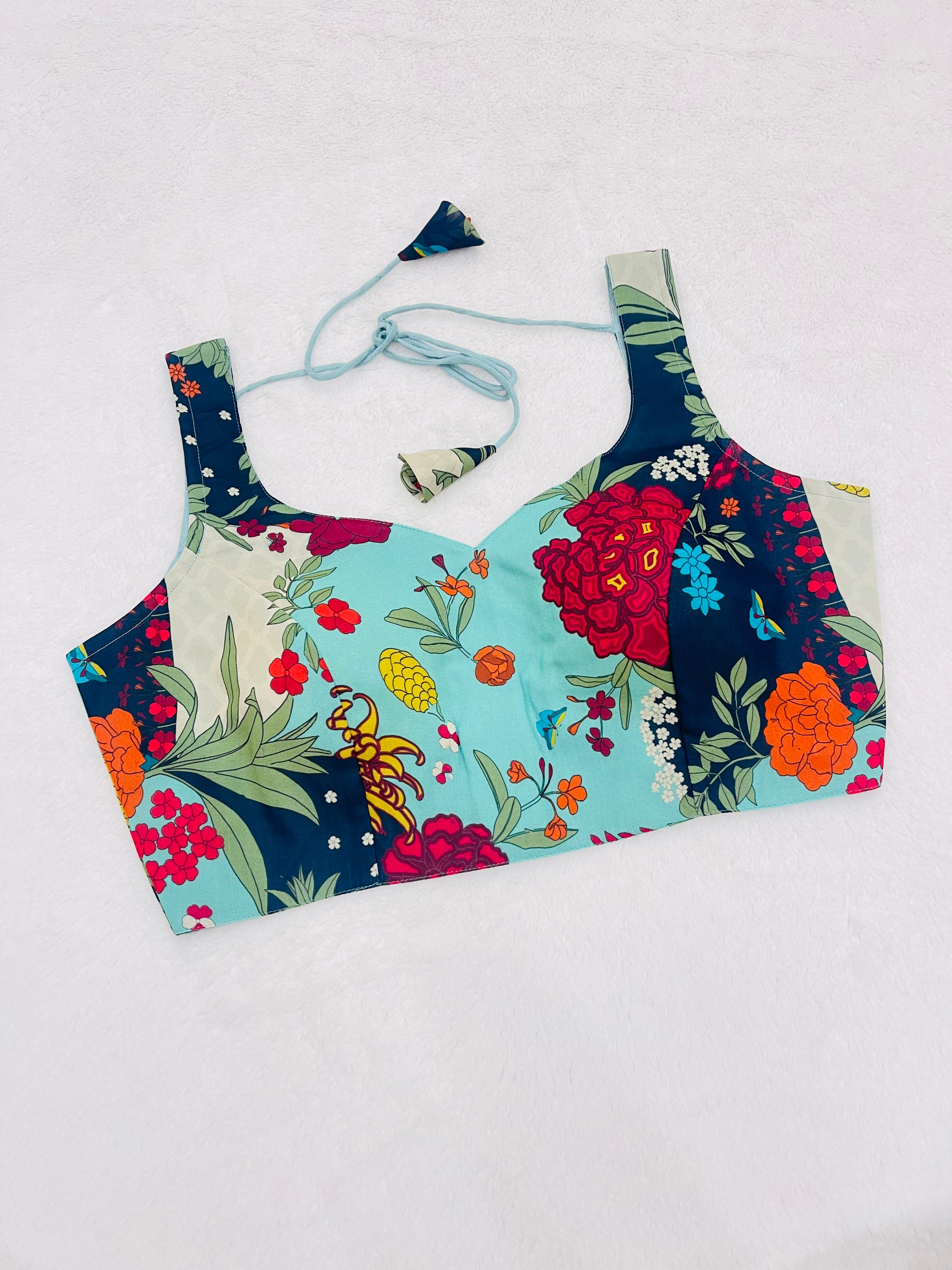 Floral fantasy turquoise blouse