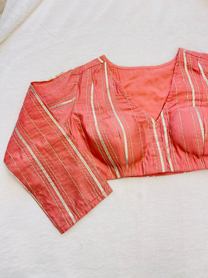 Coral Pink Chanderi blouse