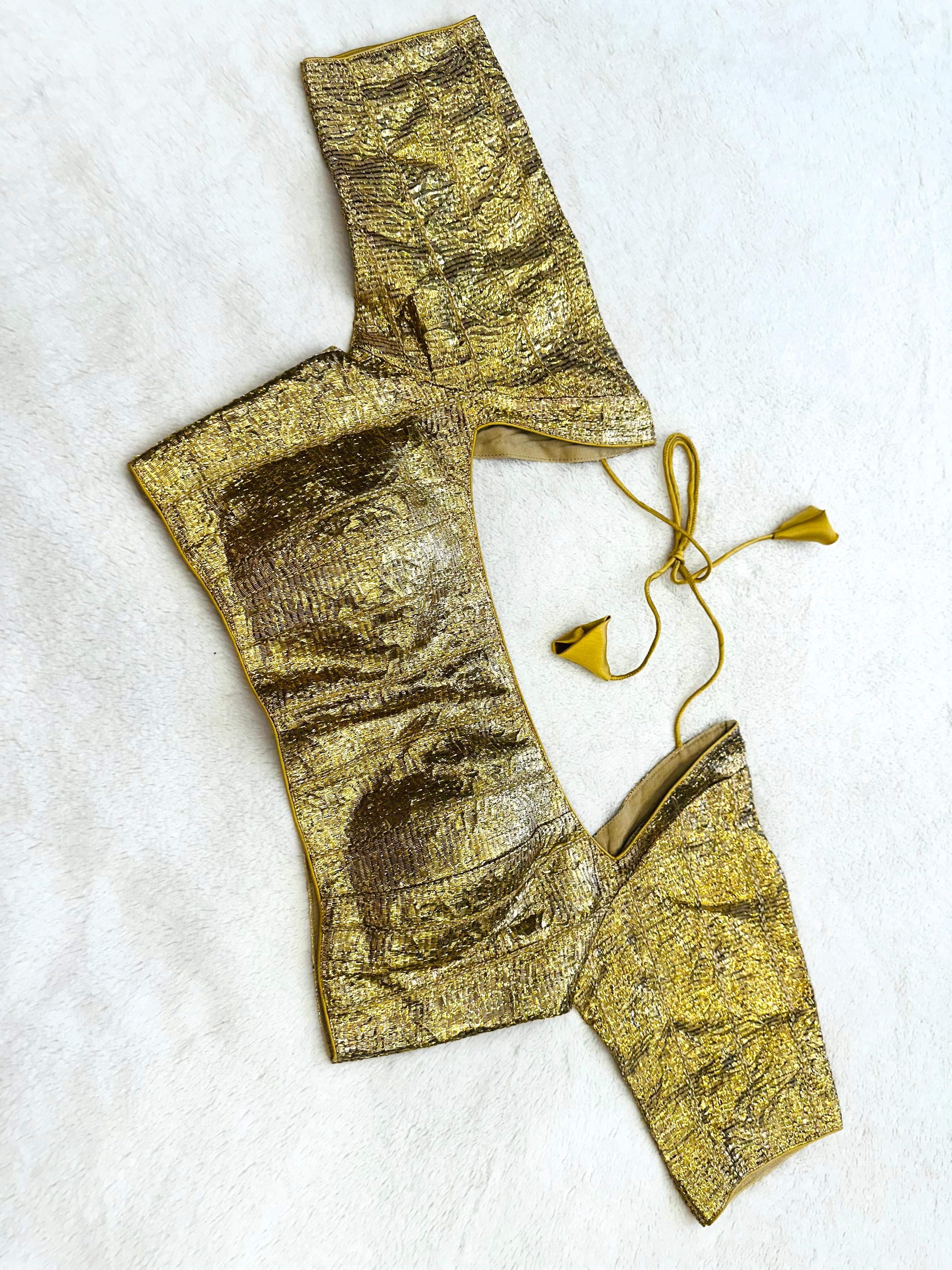 Gold blouse with intricate gotta work and sleeves