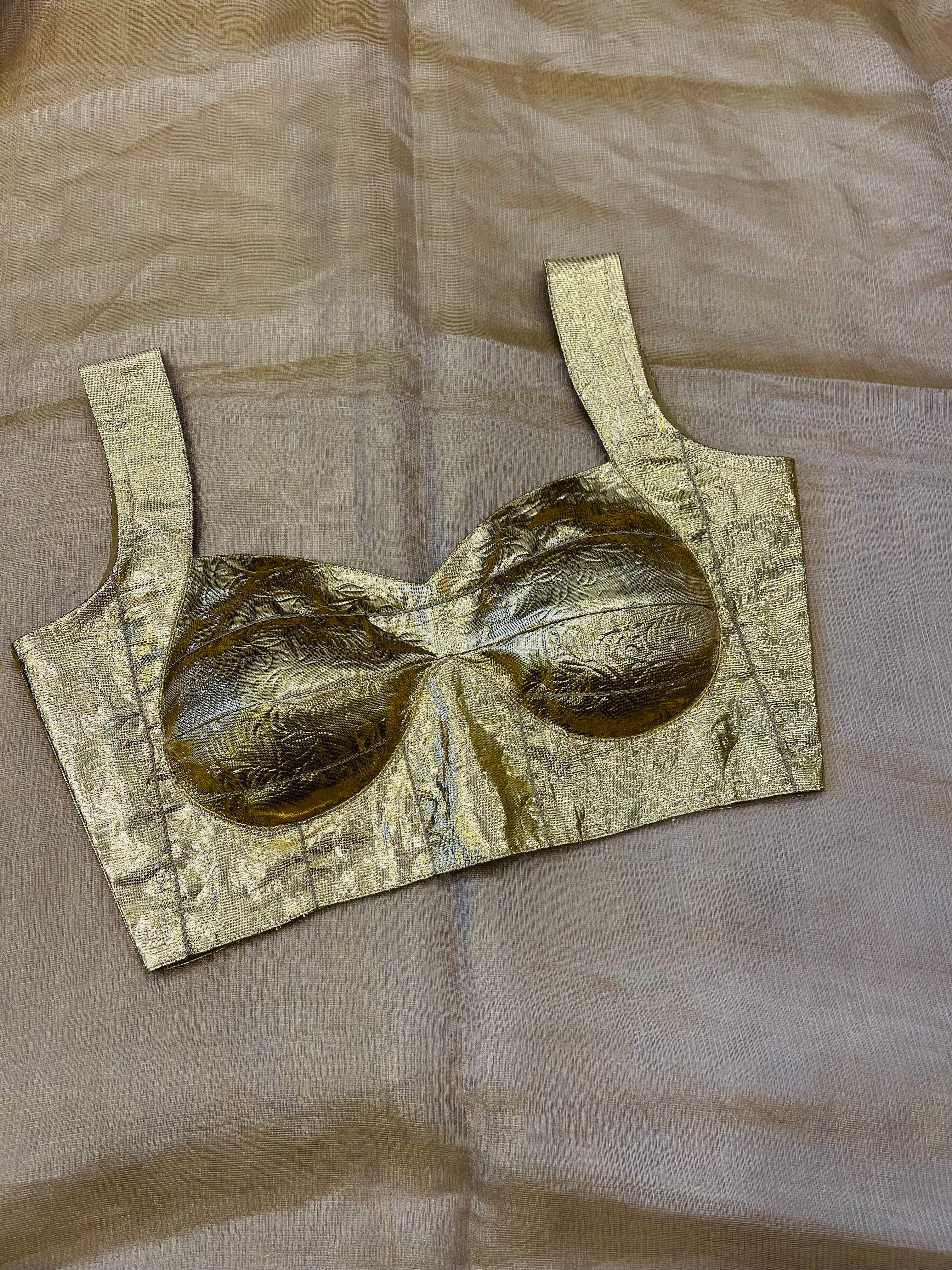 Divine golden gotta work sleeveless blouse for women