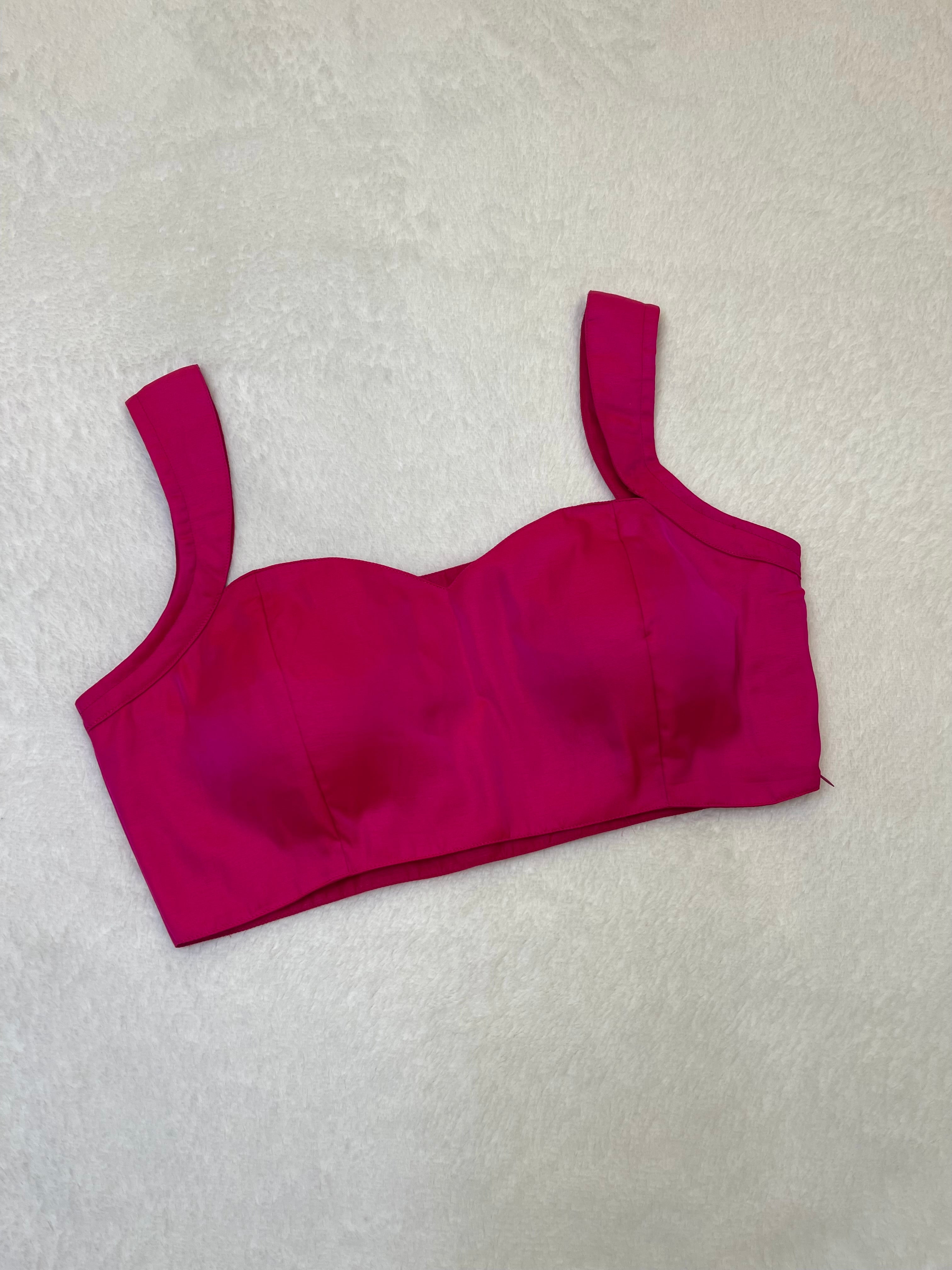 Rani pink cotton silk sleeveless boat neck padded blouse