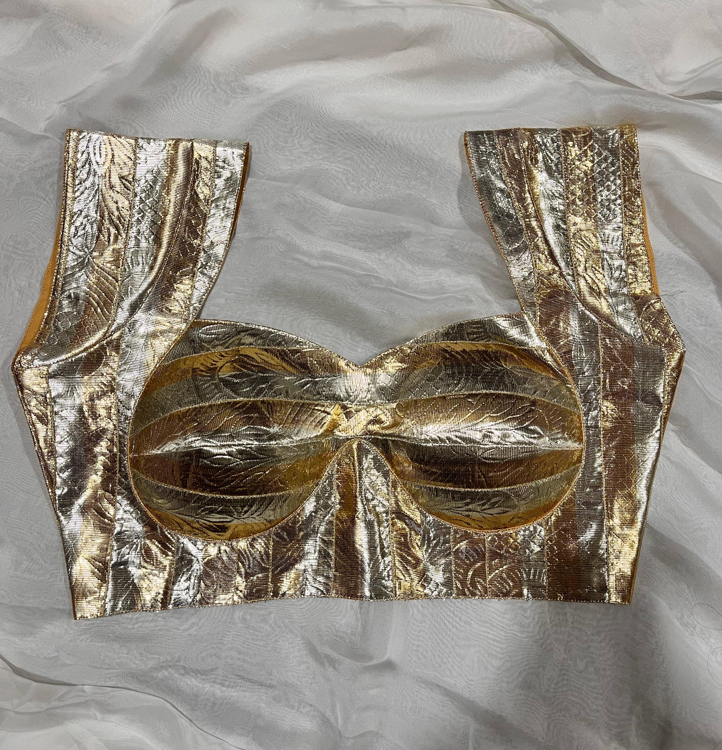 Silver-golden gotta work sleeveless blouse for women