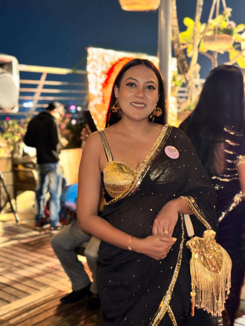 Raat Rani Black Chumki Work Organza Saree - Handwork Designer Saree