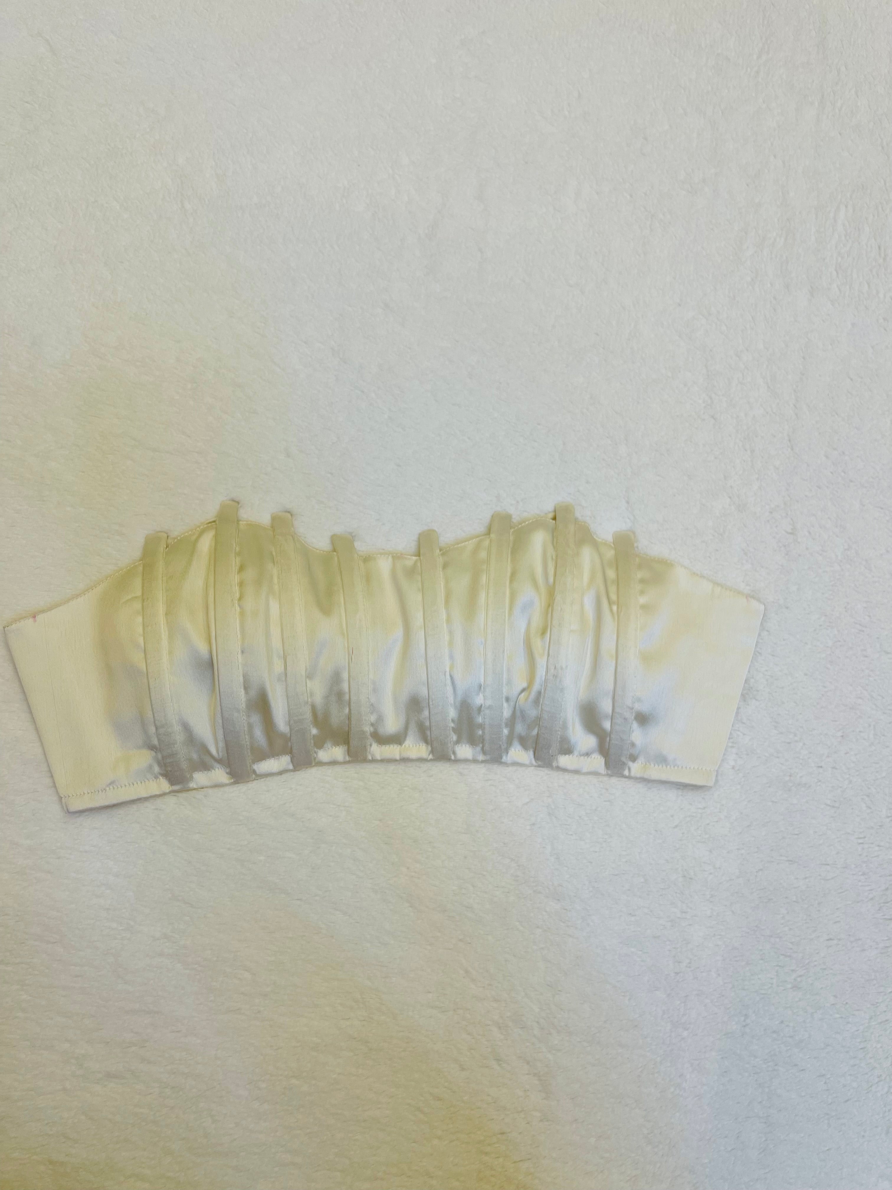 White satin padded corset blouse with sweetheart neckline and sleeveless design – fully stitched women's ethnic top