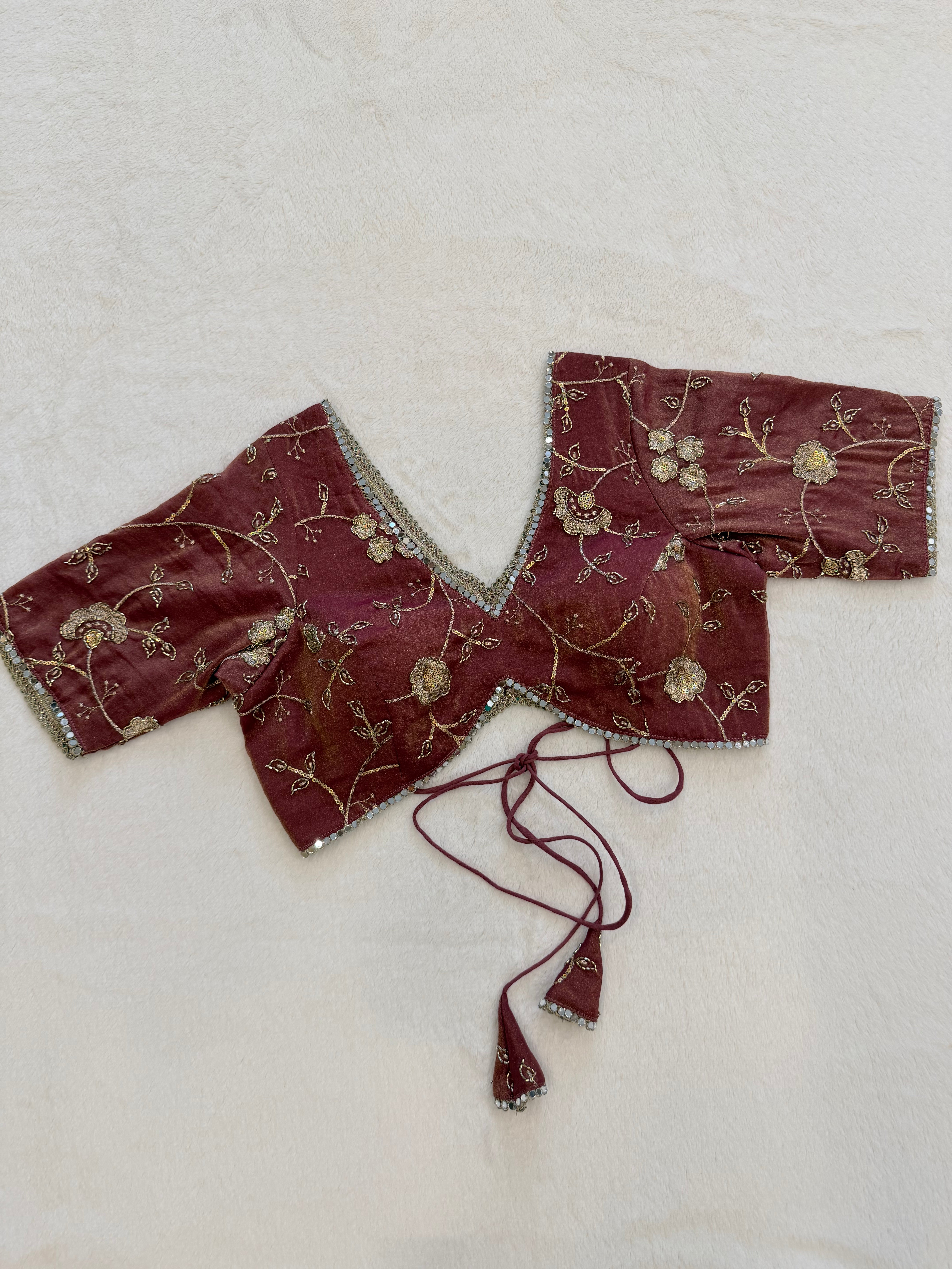 Designer Dusty organza V neck blouse