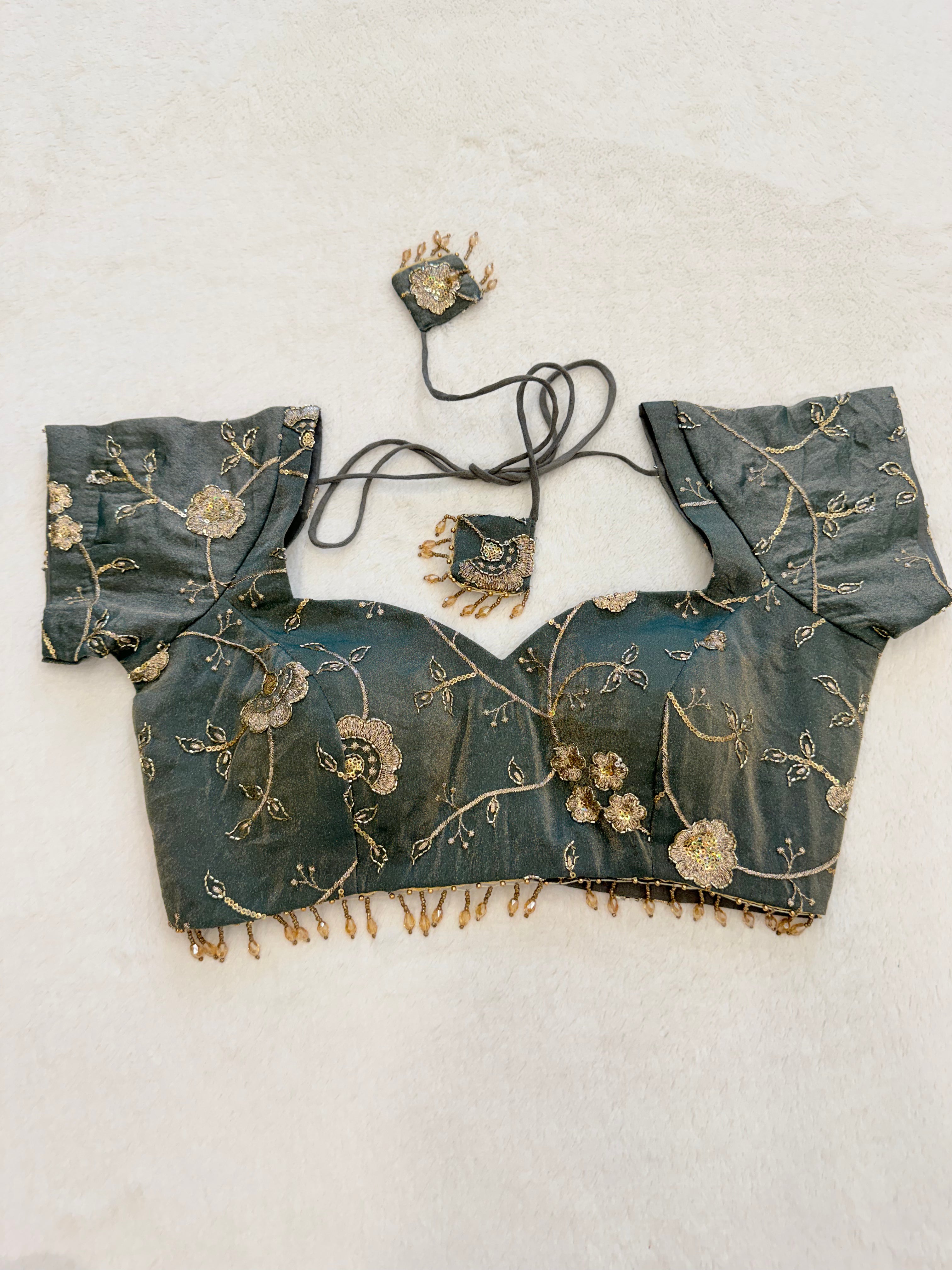 Zarina Smoke Green Organza Blouse 