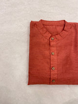 Rust Orange Semi Cotton Office Wear Kurta