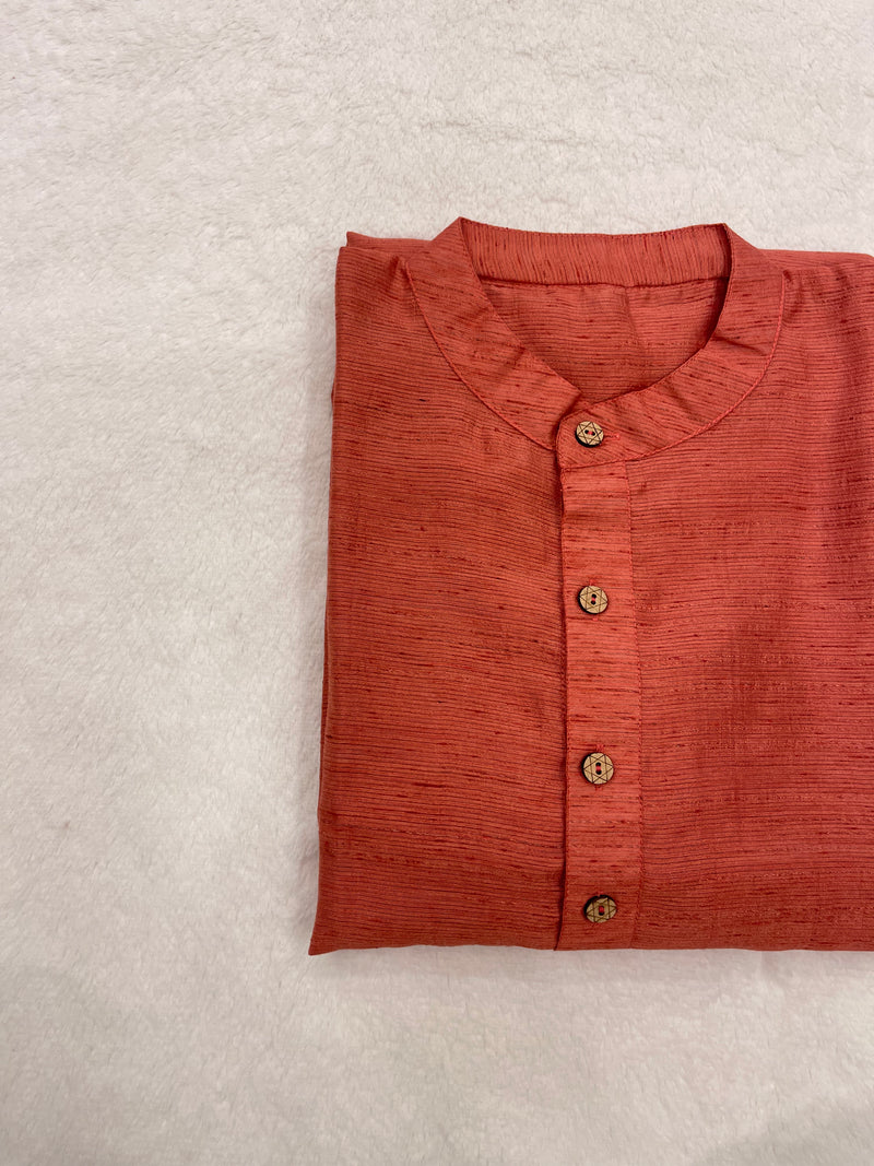 Rust Orange Semi Cotton Office Wear Kurta