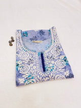 Ashvi pastel blue flower print kurta