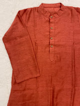 Rust Orange Semi Cotton Office Wear Kurta
